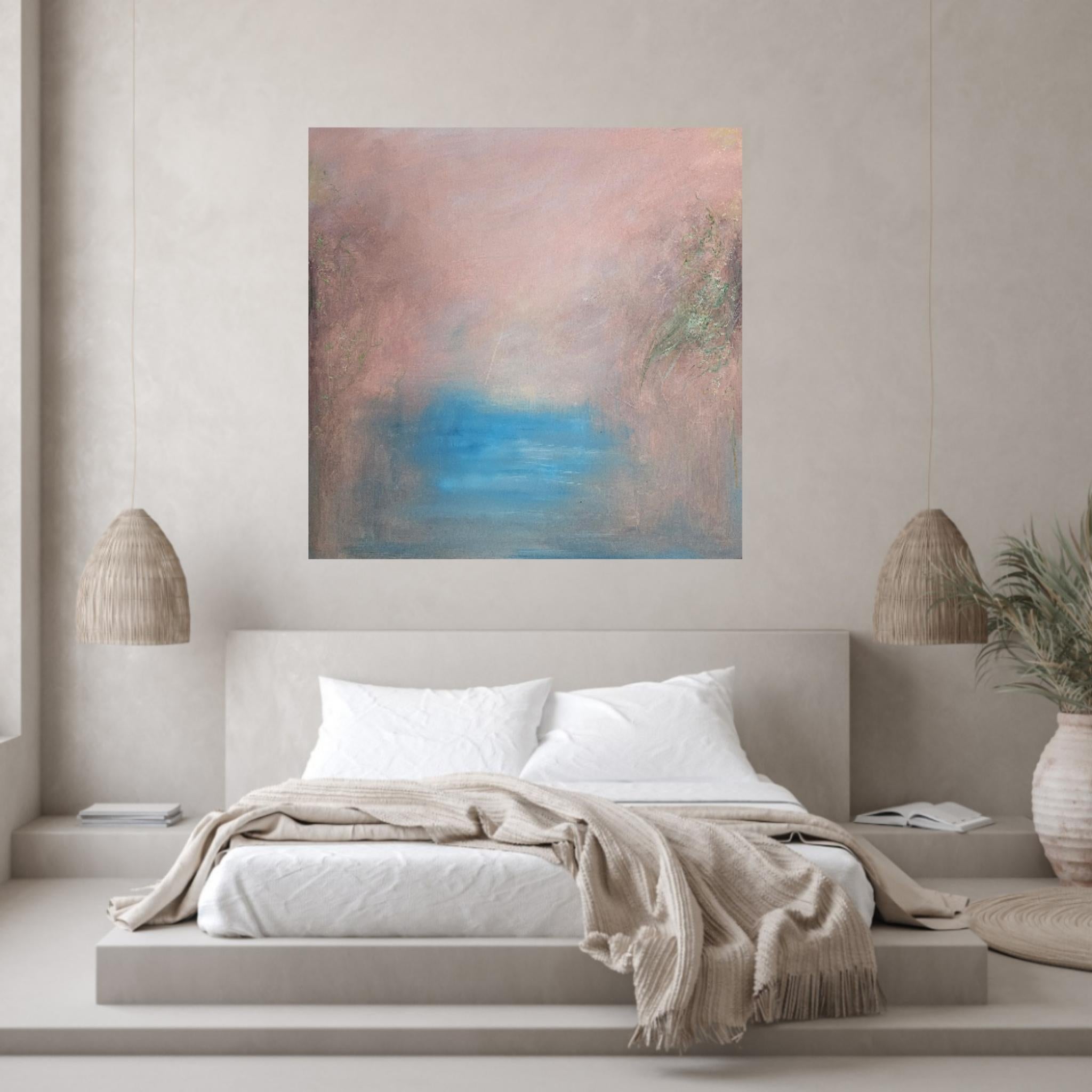 El Valle - Pintura abstracta atmosférica de paisaje en venta 14