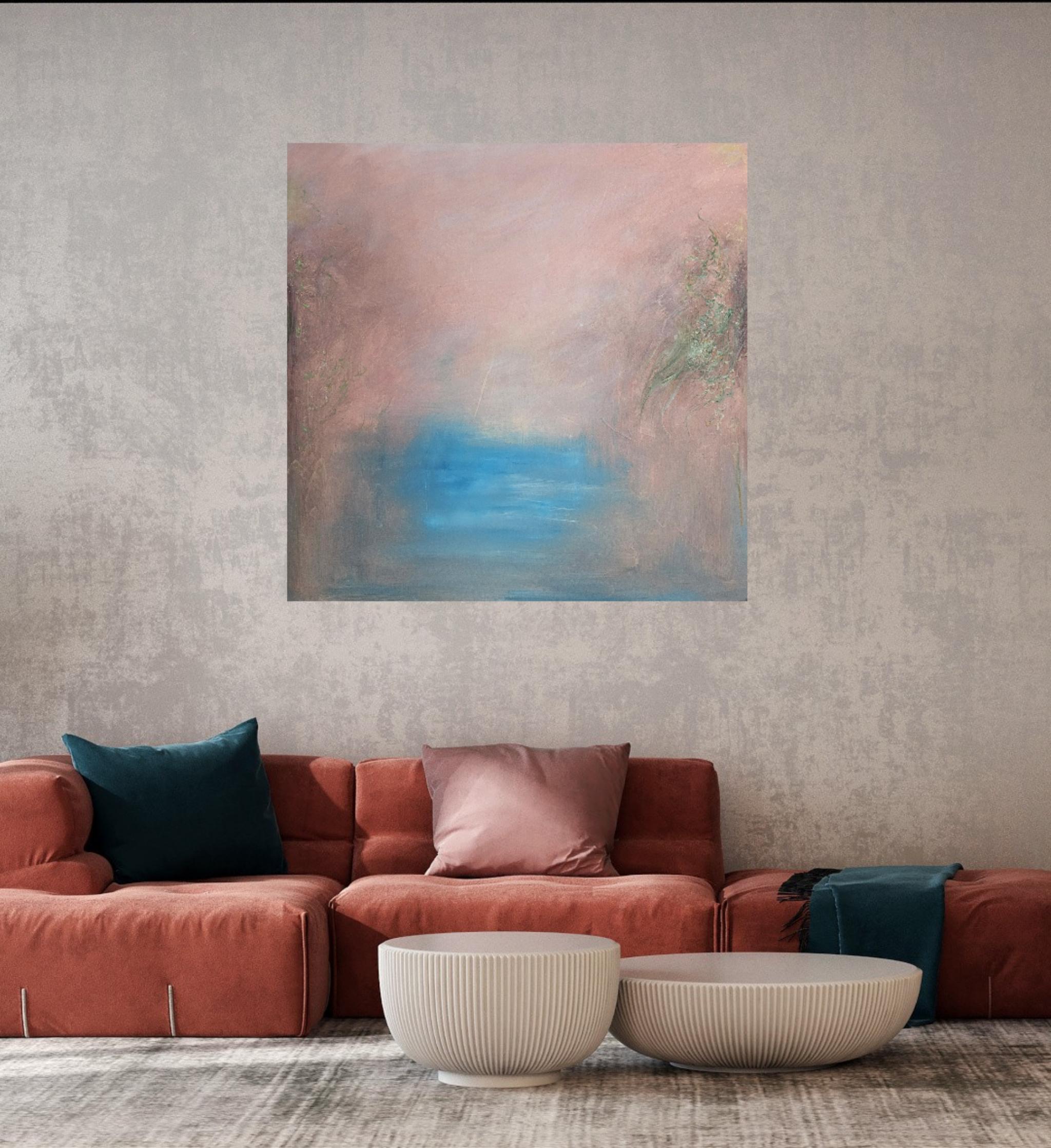 El Valle - Pintura abstracta atmosférica de paisaje en venta 15