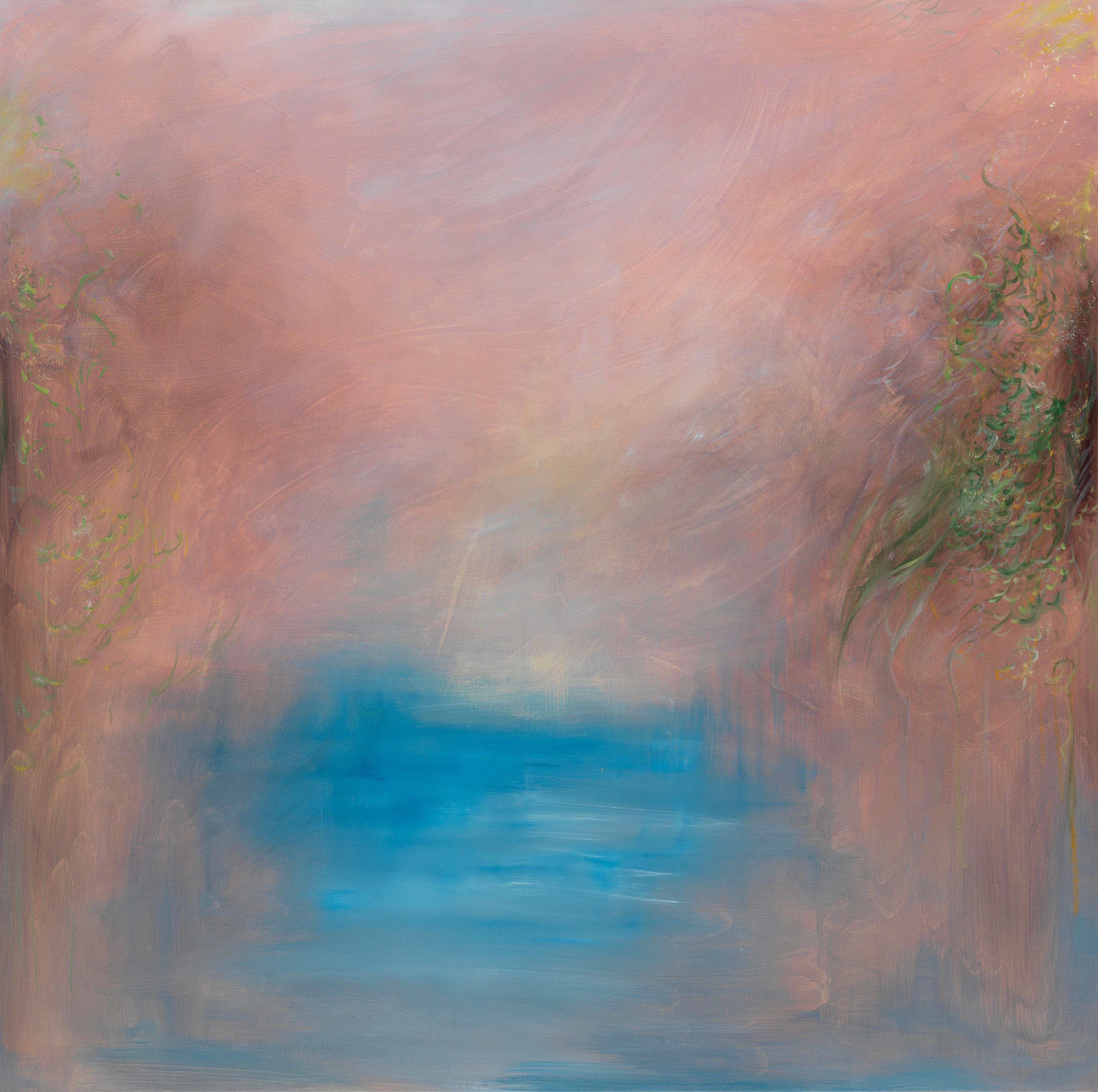 Landscape Painting de Jennifer L. Baker - El Valle - Pintura abstracta atmosférica de paisaje