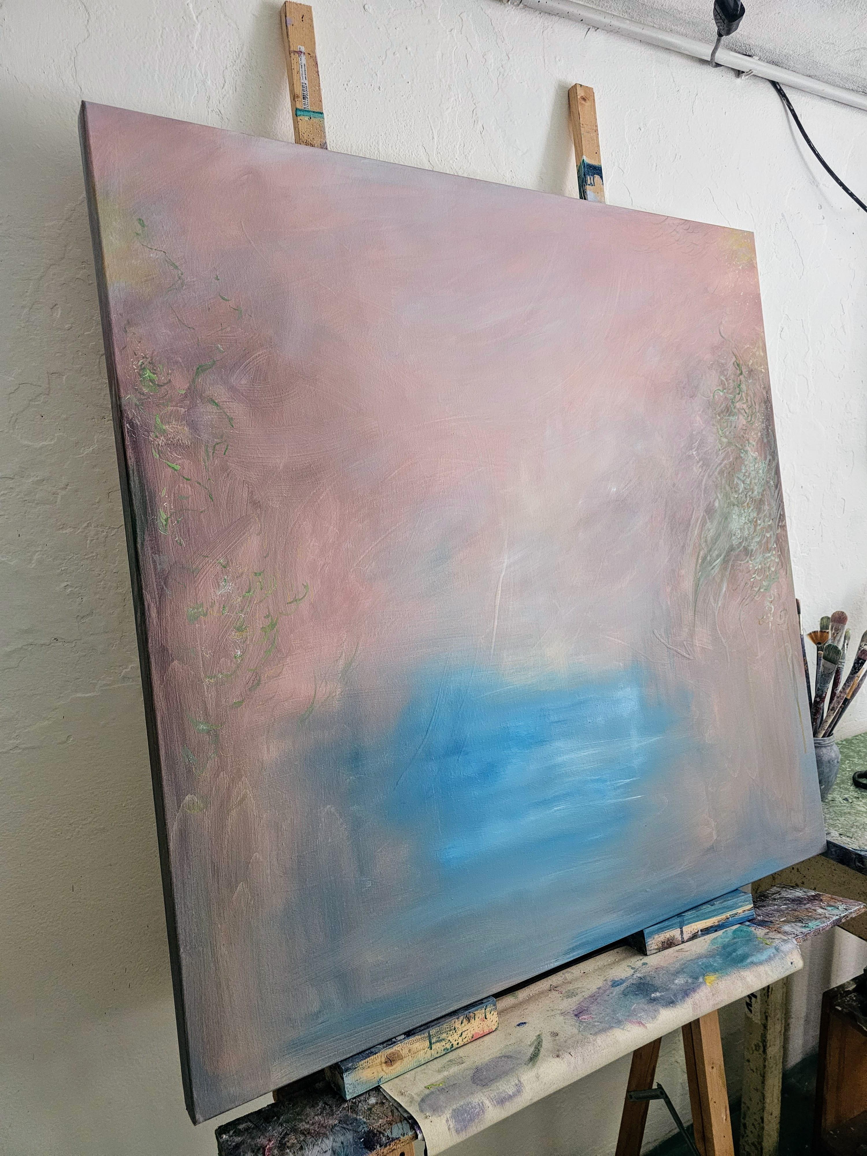El Valle - Pintura abstracta atmosférica de paisaje en venta 5