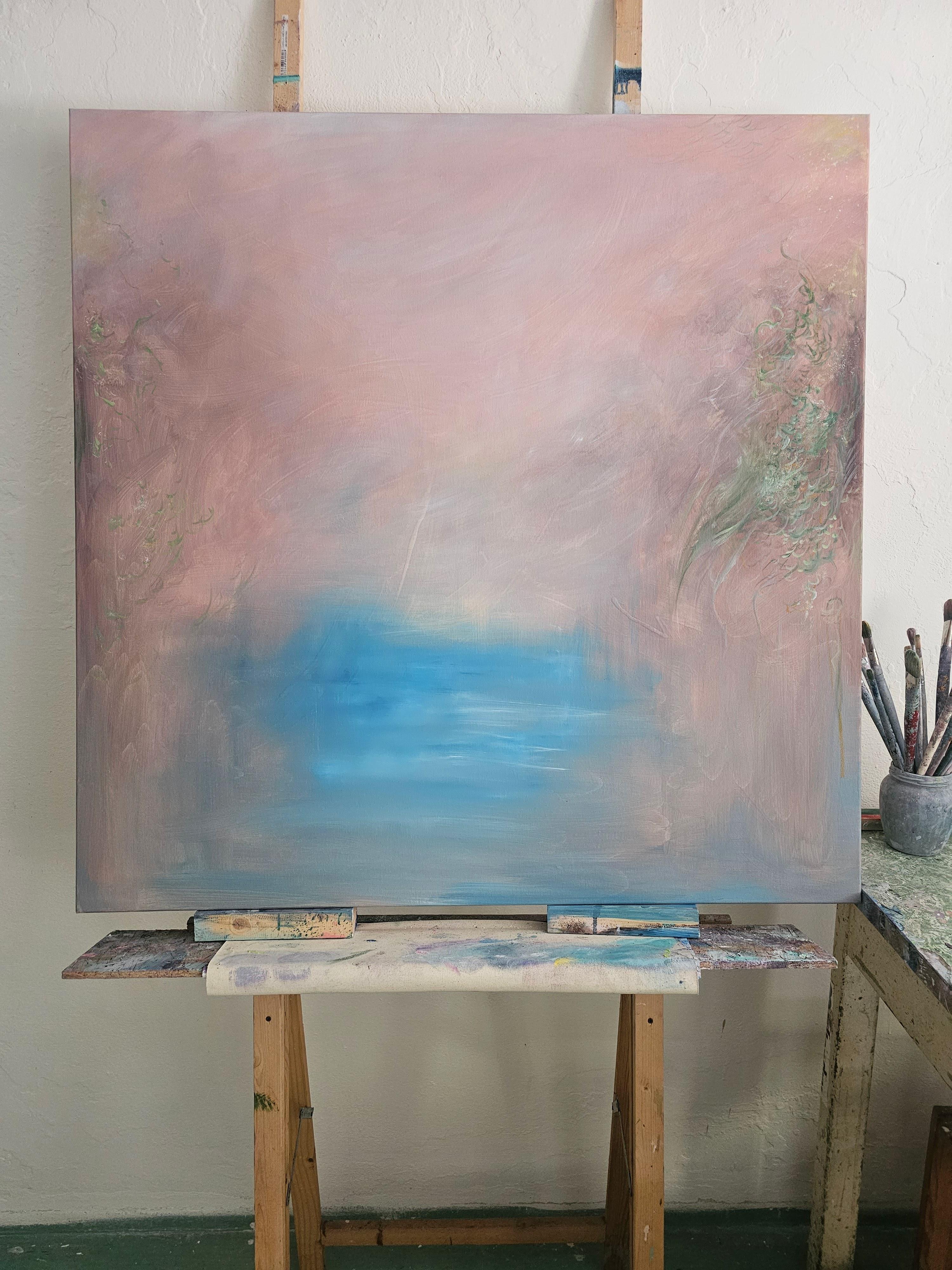 El Valle - Pintura abstracta atmosférica de paisaje en venta 6