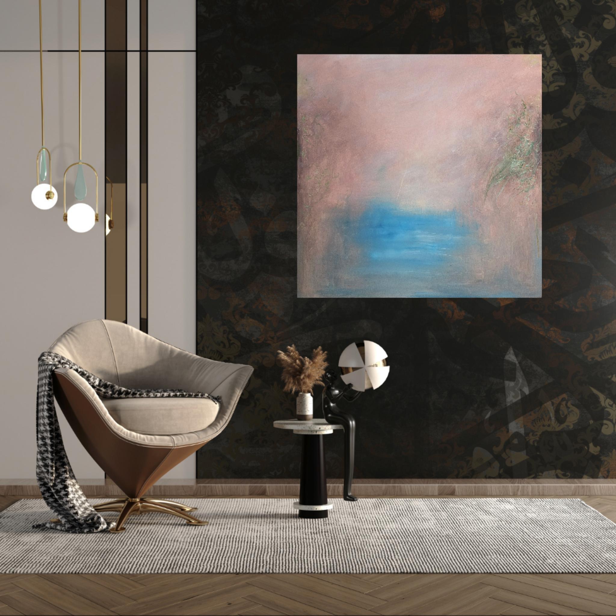 El Valle - Pintura abstracta atmosférica de paisaje en venta 1