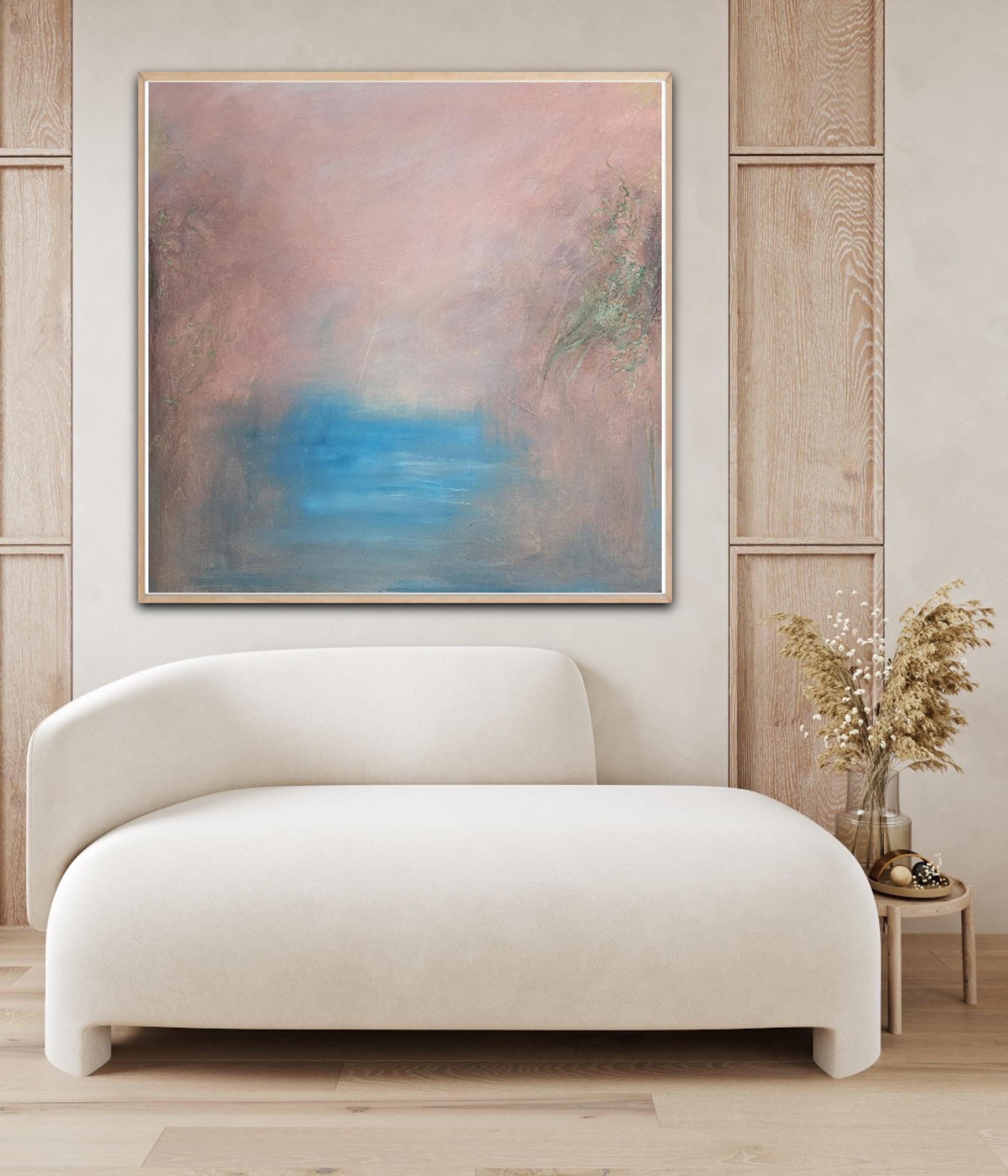 El Valle - Pintura abstracta atmosférica de paisaje en venta 2