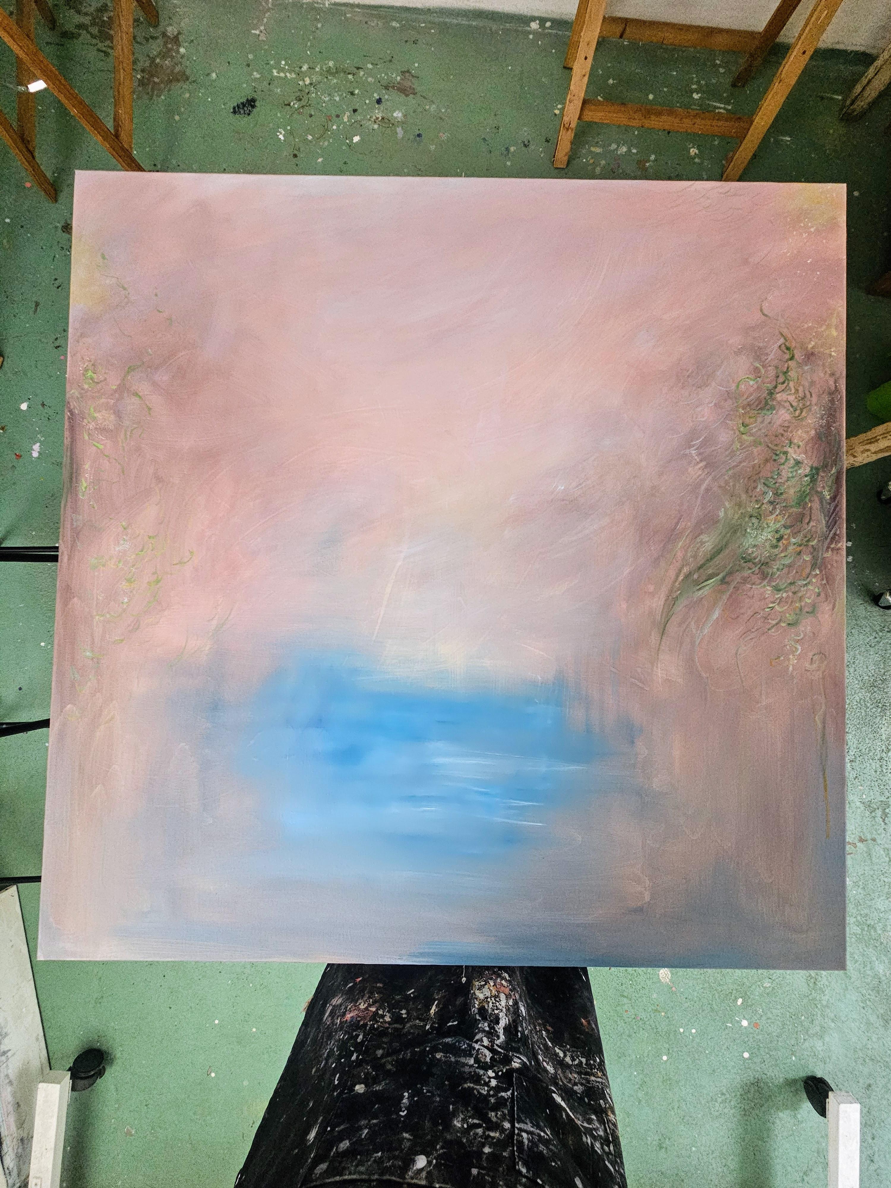 El Valle - Pintura abstracta atmosférica de paisaje en venta 3