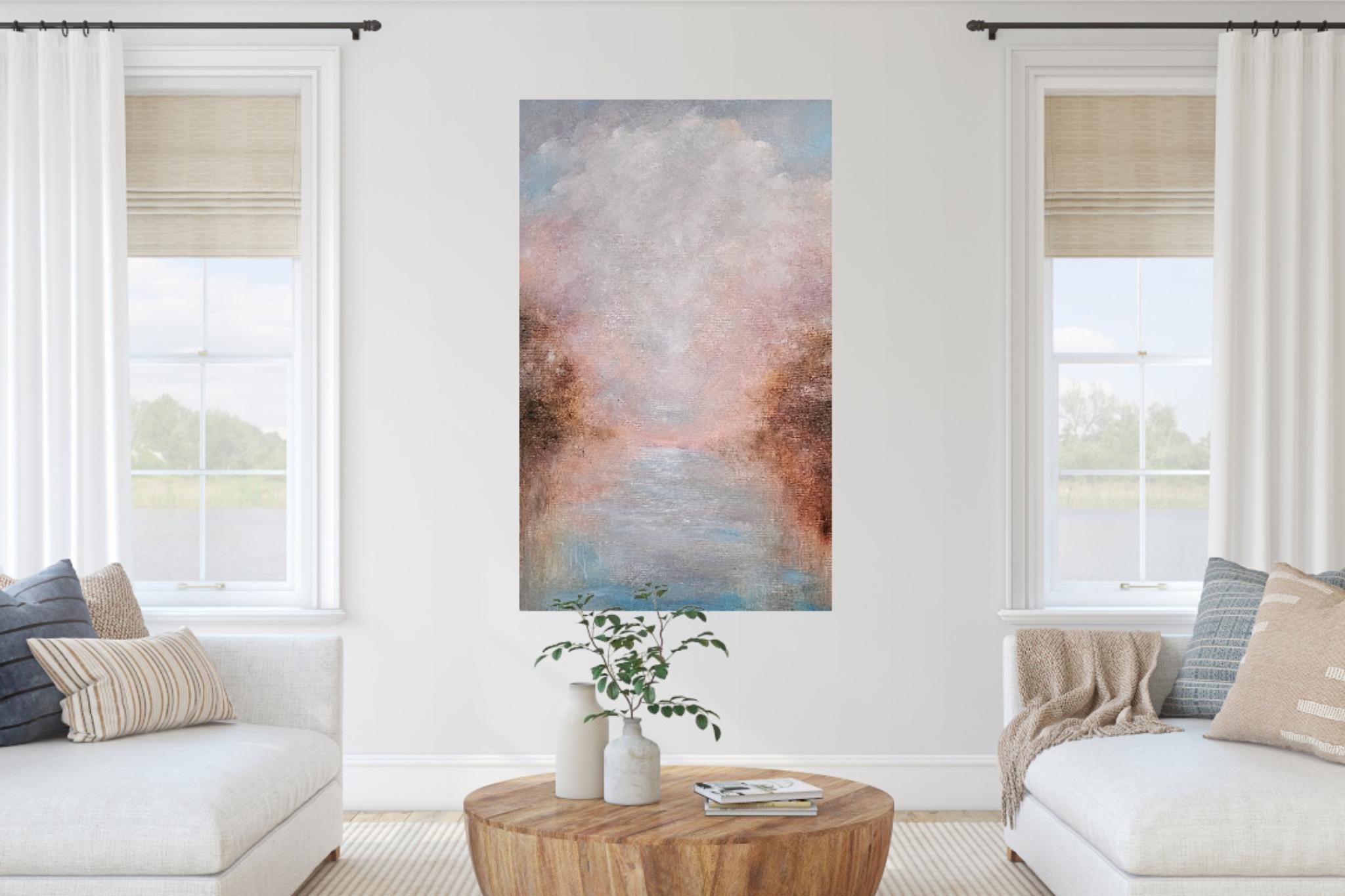 Así se siente la esperanza - Paisaje atmosférico abstracto pintura al agua en venta 4