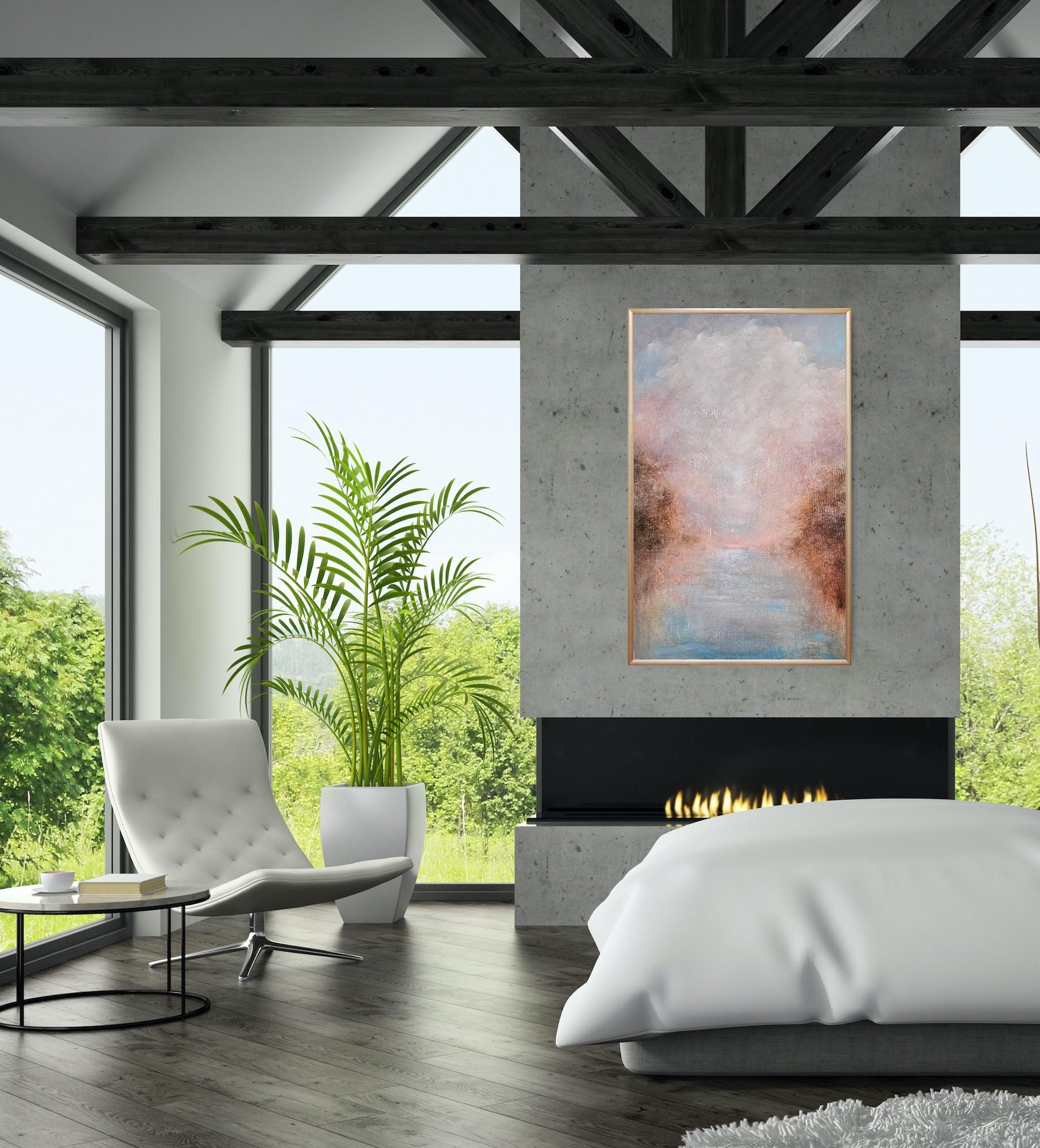 This is what hope feels like - Abstract atmospheric landscape water painting For Sale 6