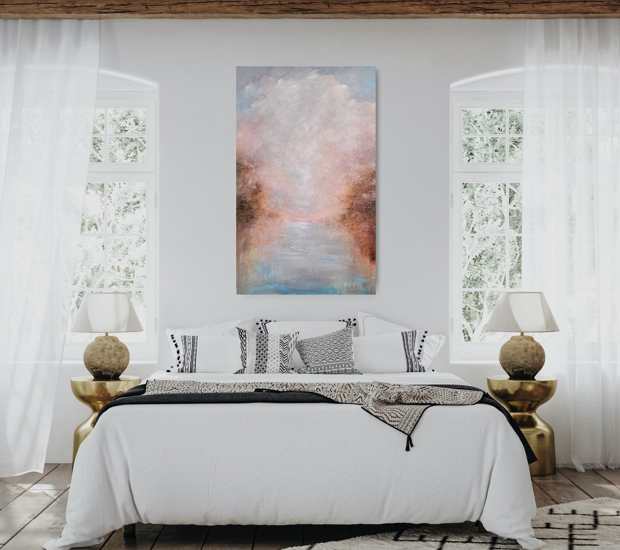 This is what hope feels like - Abstract atmospheric landscape water painting For Sale 9