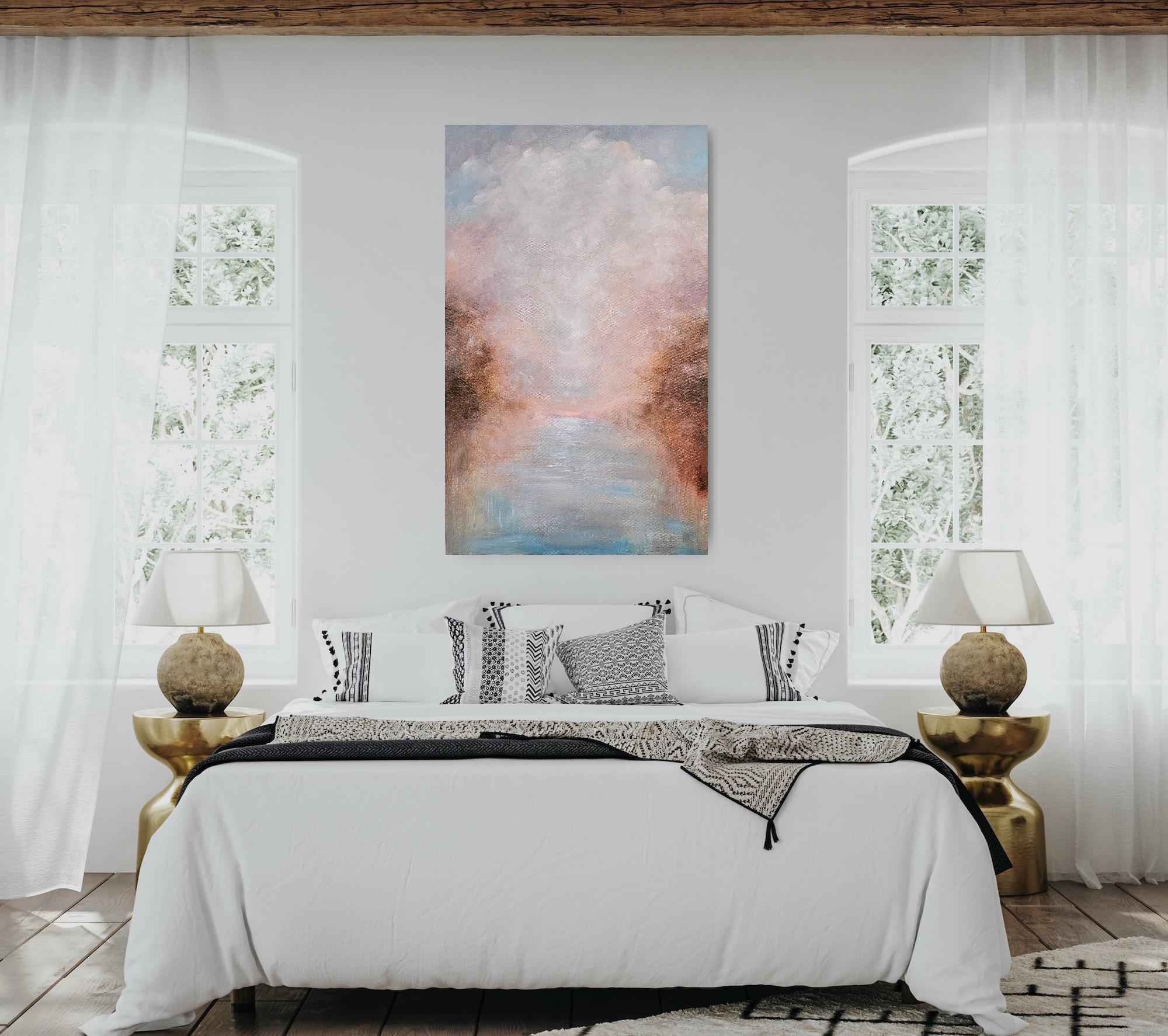 Así se siente la esperanza - Paisaje atmosférico abstracto pintura al agua en venta 8