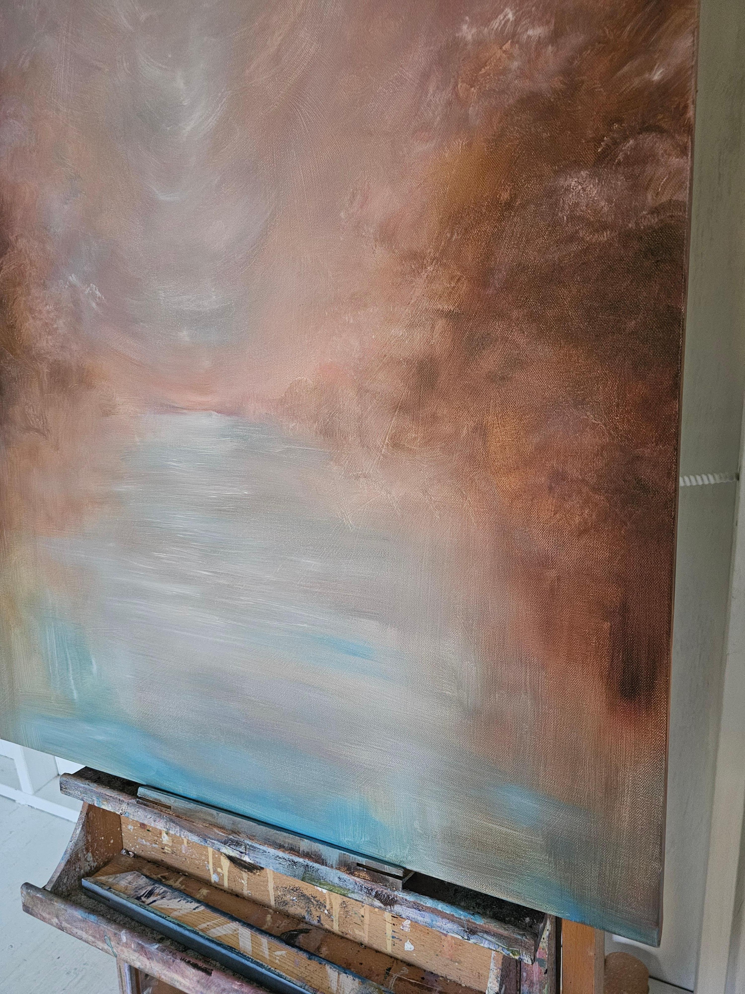 This is what hope feels like - Abstract atmospheric landscape water painting - Abstract Impressionist Painting by Jennifer L. Baker