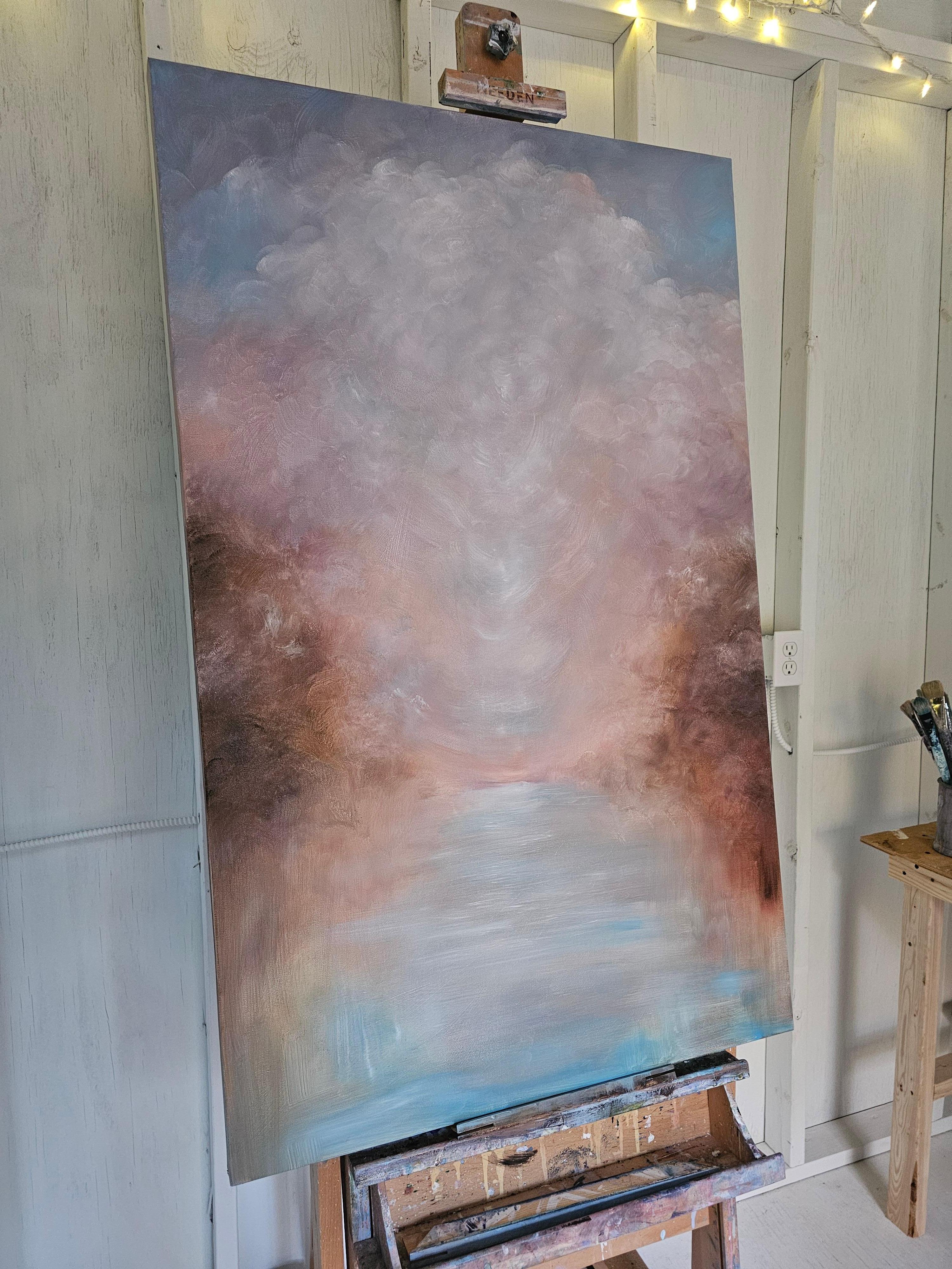 Das ist es, was sich die Hoffnung anfühlt - Abstrakte atmosphärische Landschafts-Wassermalerei (Grau), Landscape Painting, von Jennifer L. Baker