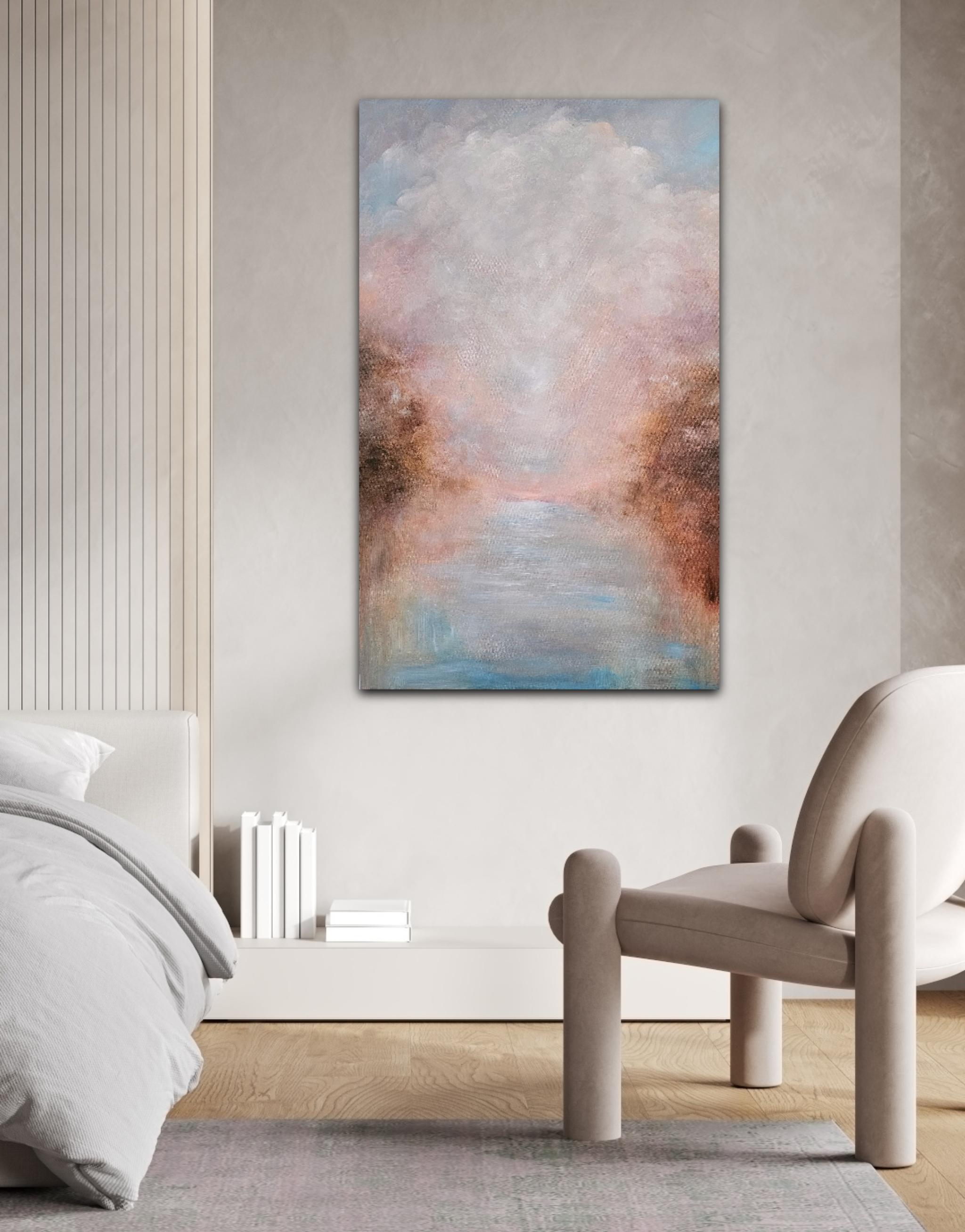 This is what hope feels like - Abstract atmospheric landscape water painting For Sale 1