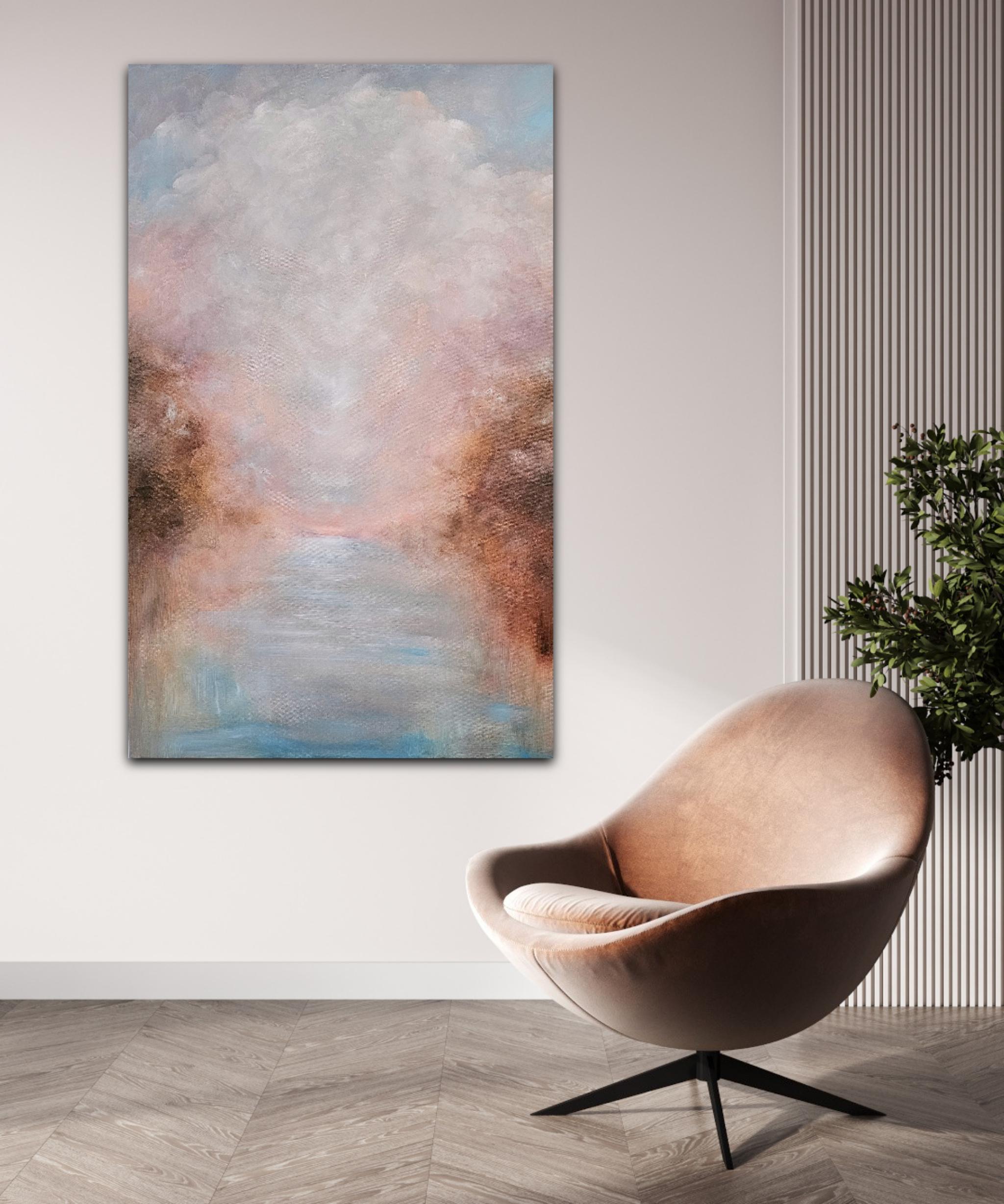Así se siente la esperanza - Paisaje atmosférico abstracto pintura al agua en venta 1