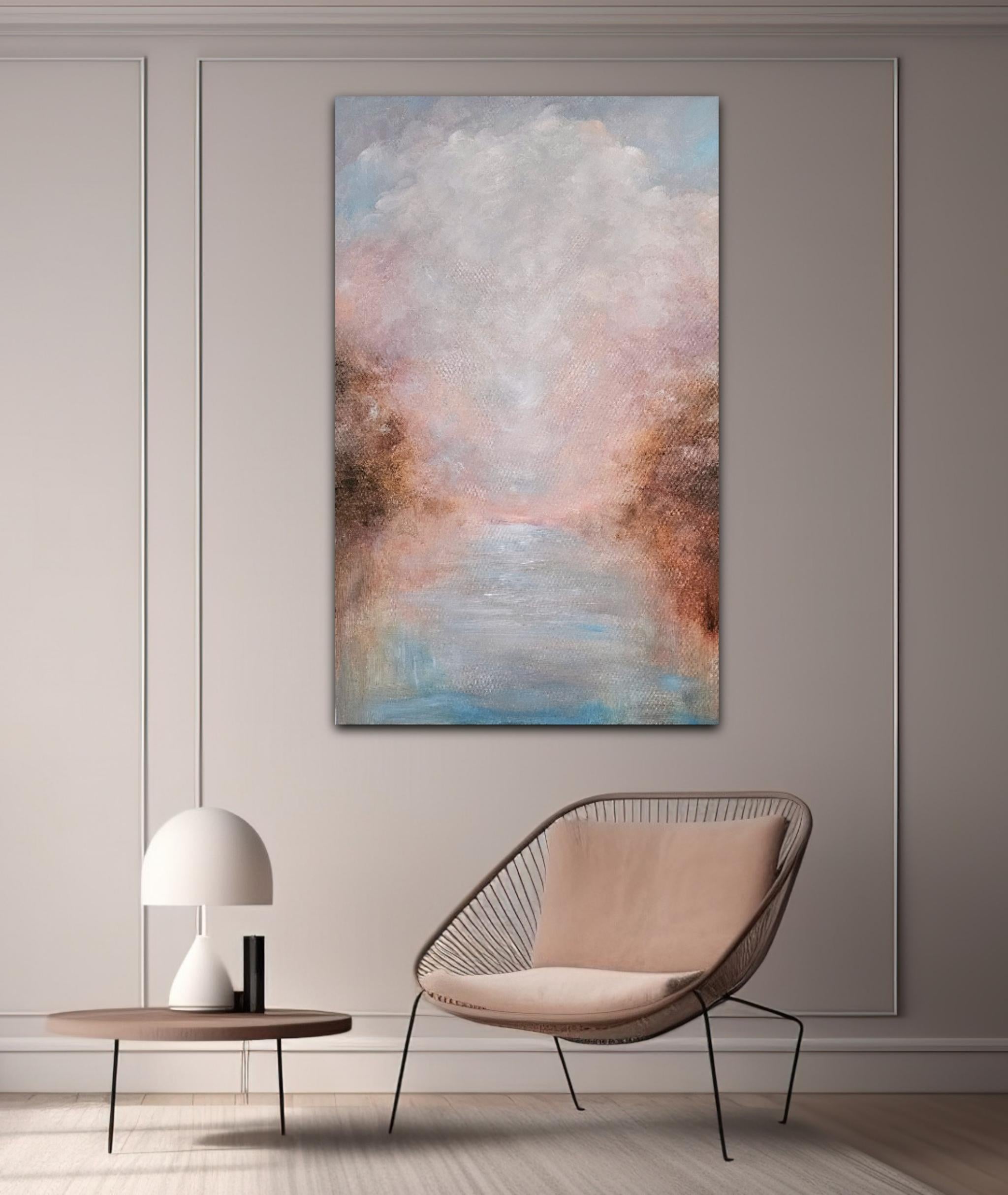 This is what hope feels like - Abstract atmospheric landscape water painting For Sale 3