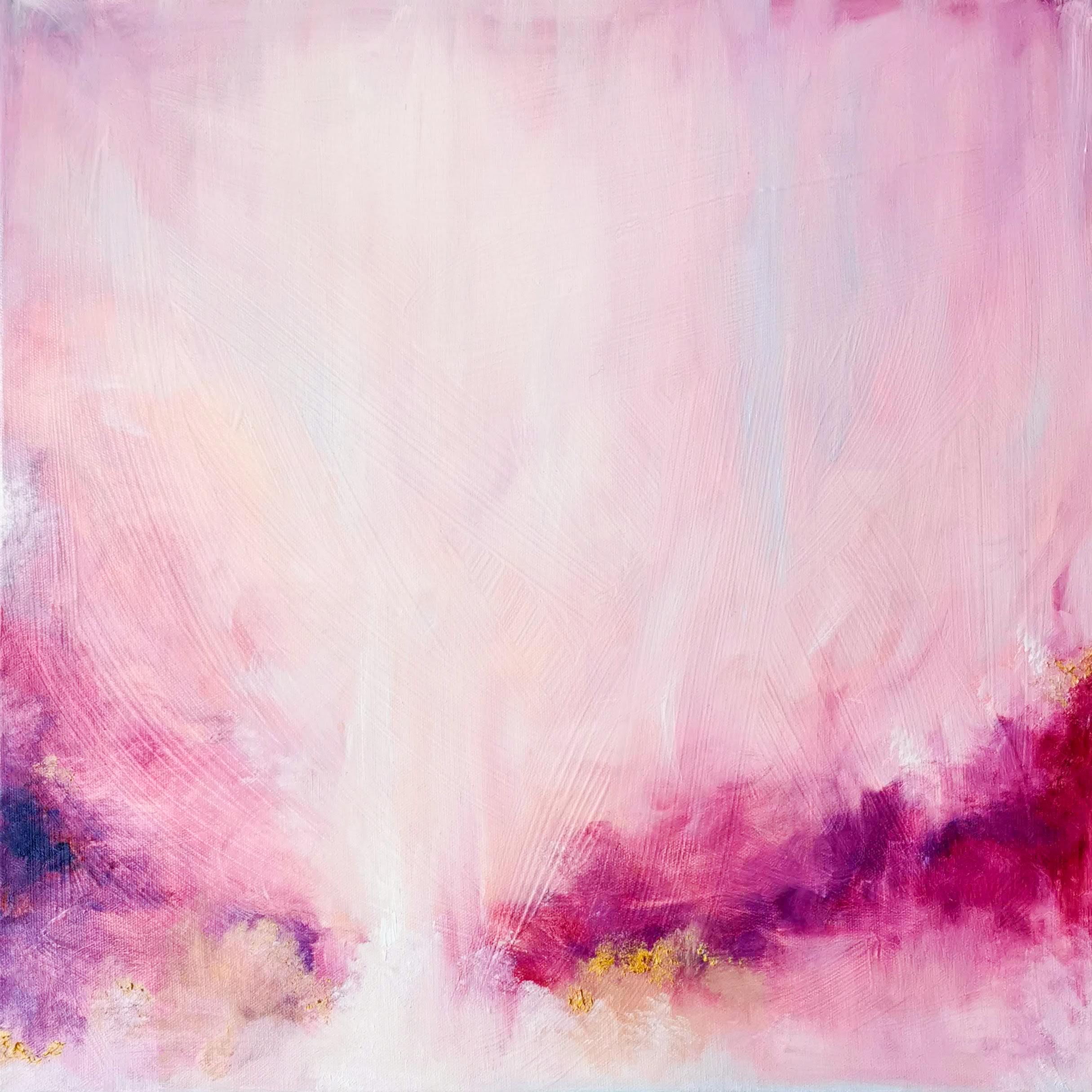Jennifer L. Baker Abstract Painting - This is why I love you - Pink and gold abstract painting