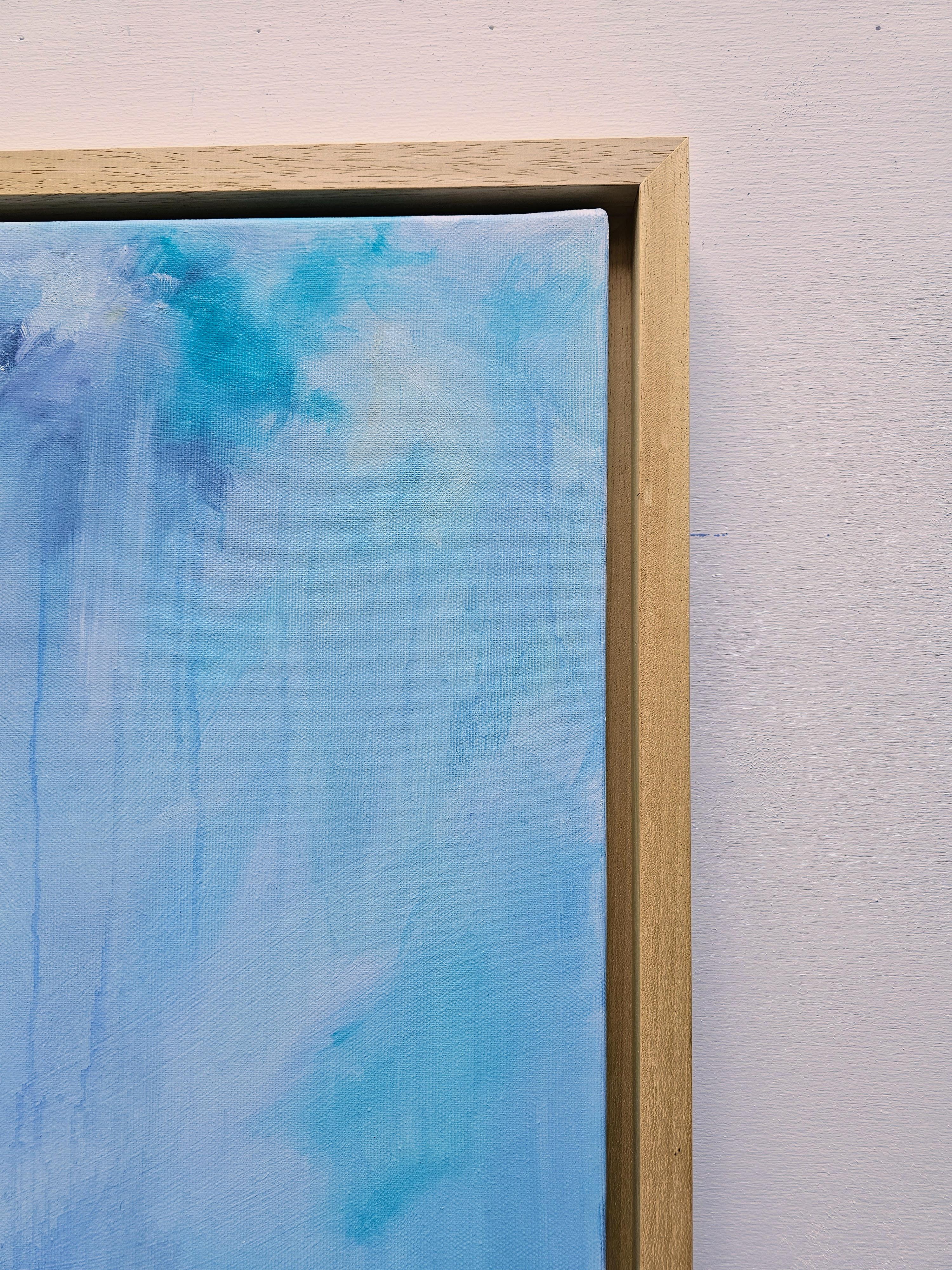 Tutto quello che ti ho nascosto - Quadro astratto blu turchese con paesaggio marino in vendita 8