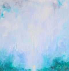 Tutto quello che ti ho nascosto - Quadro astratto blu turchese con paesaggio marino