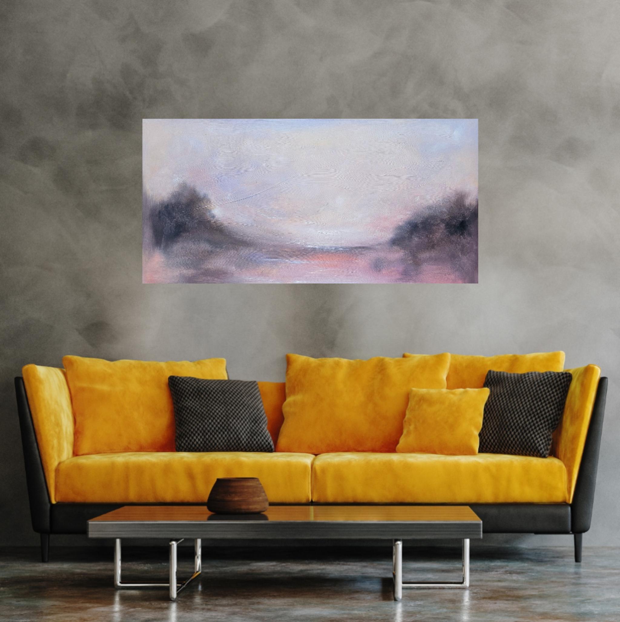 Under the curving sky - Warm earthy abstract landscape sky painting For Sale 2