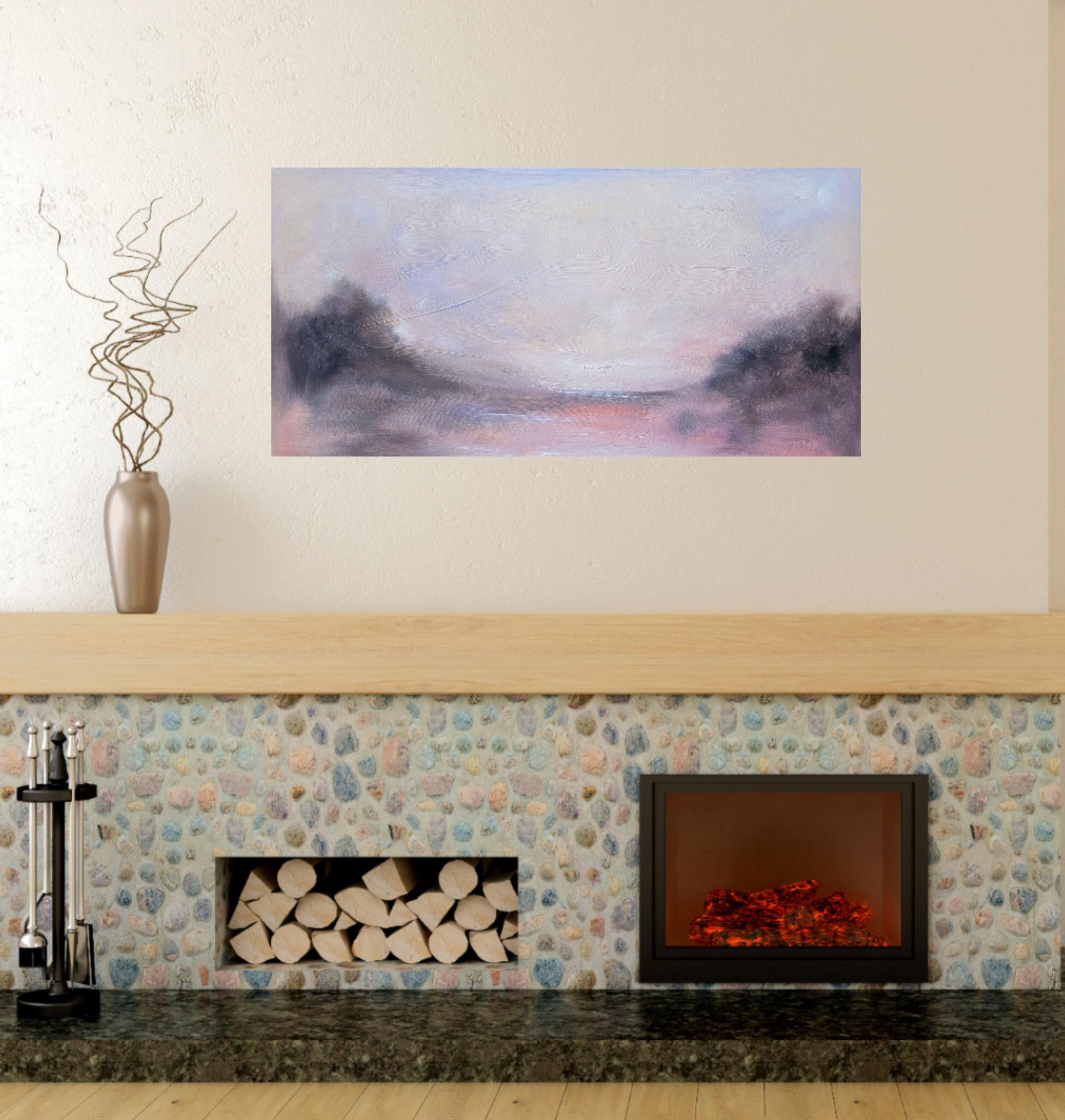 Under the curving sky - Warm earthy abstract landscape sky painting For Sale 4
