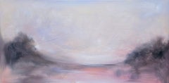 Under the curving sky - Warm earthy abstract landscape sky painting