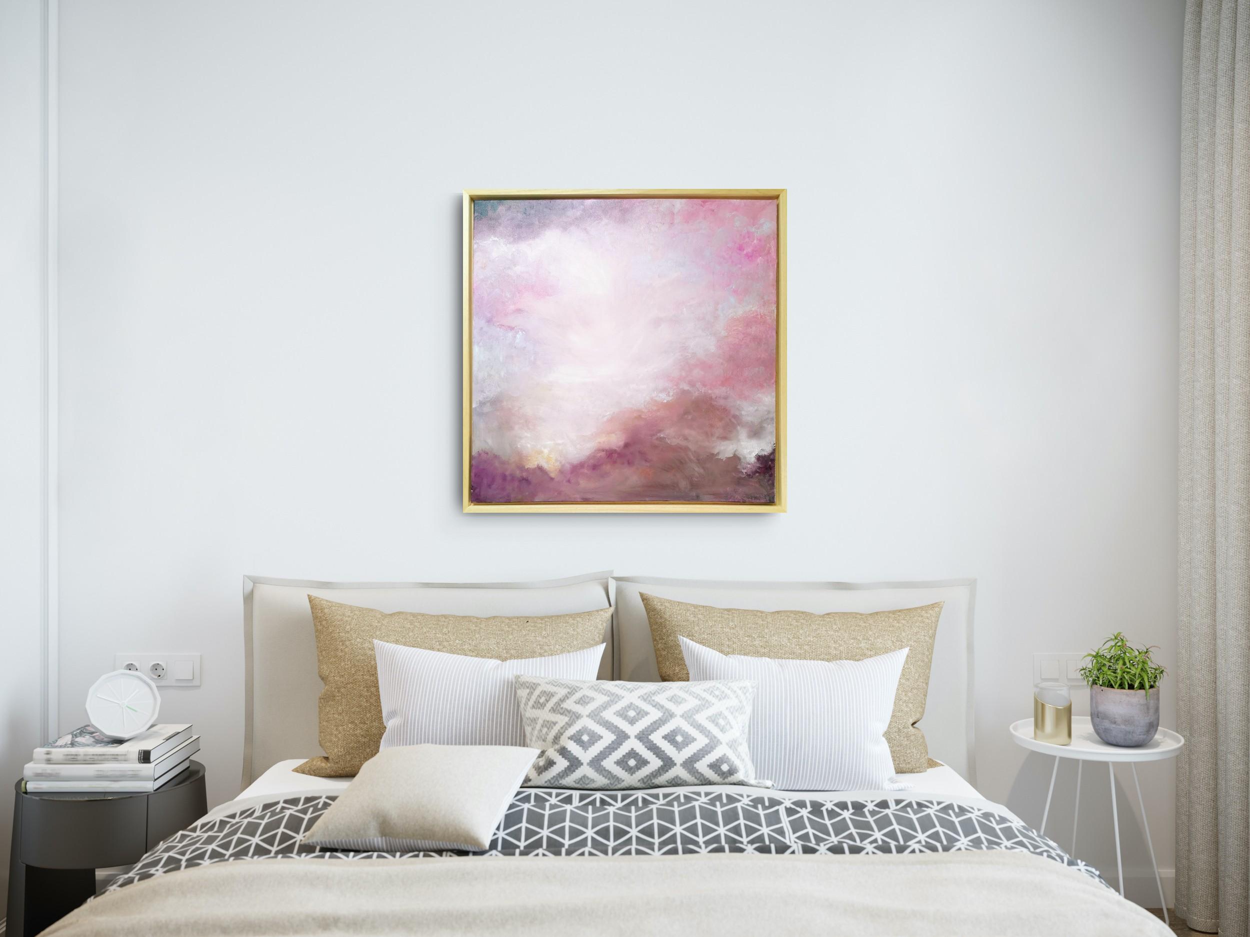 Le lever de Vénus - peinture de ciel abstraite rose et dorée en vente 5