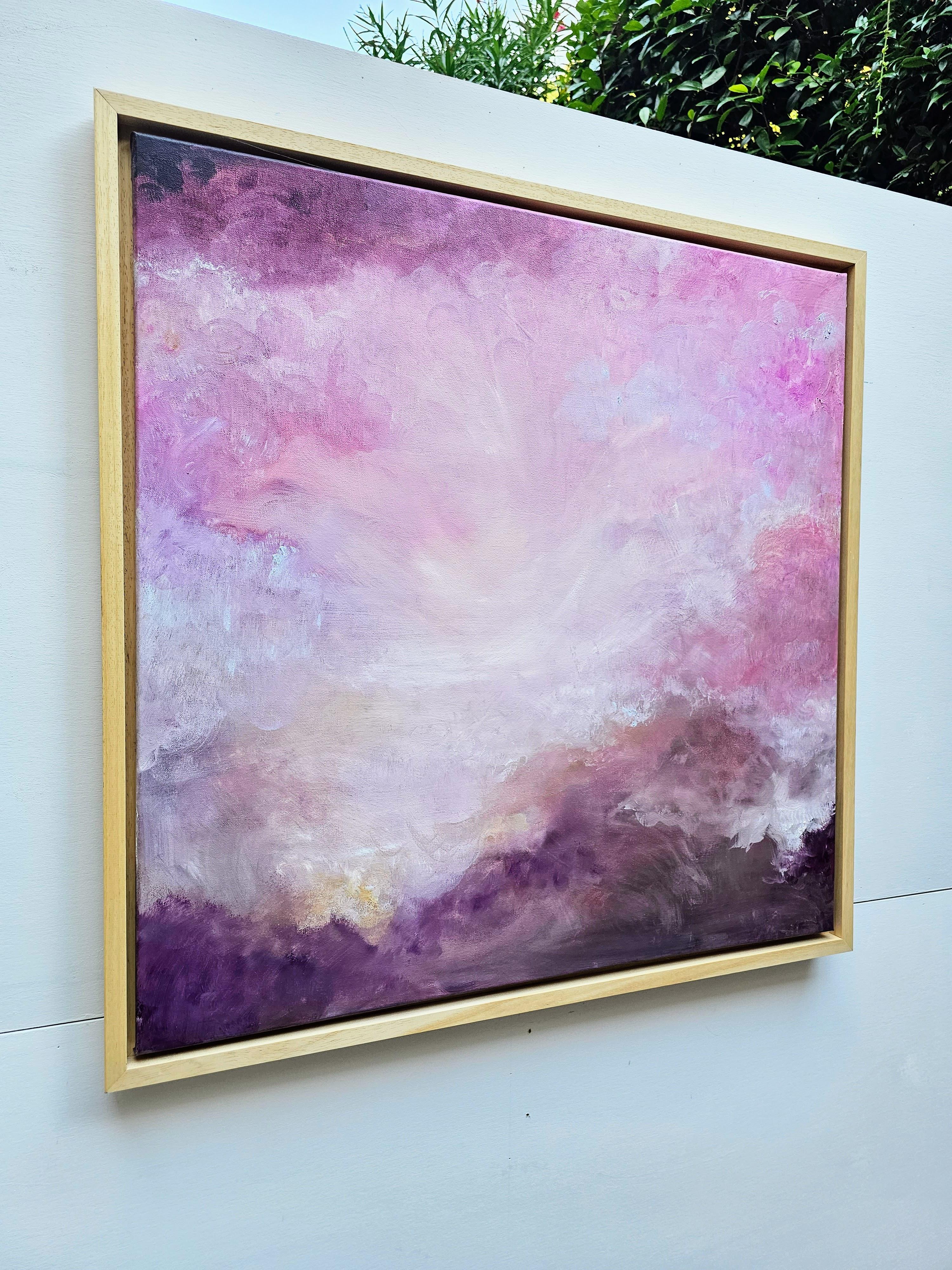 Le lever de Vénus - peinture de ciel abstraite rose et dorée en vente 7