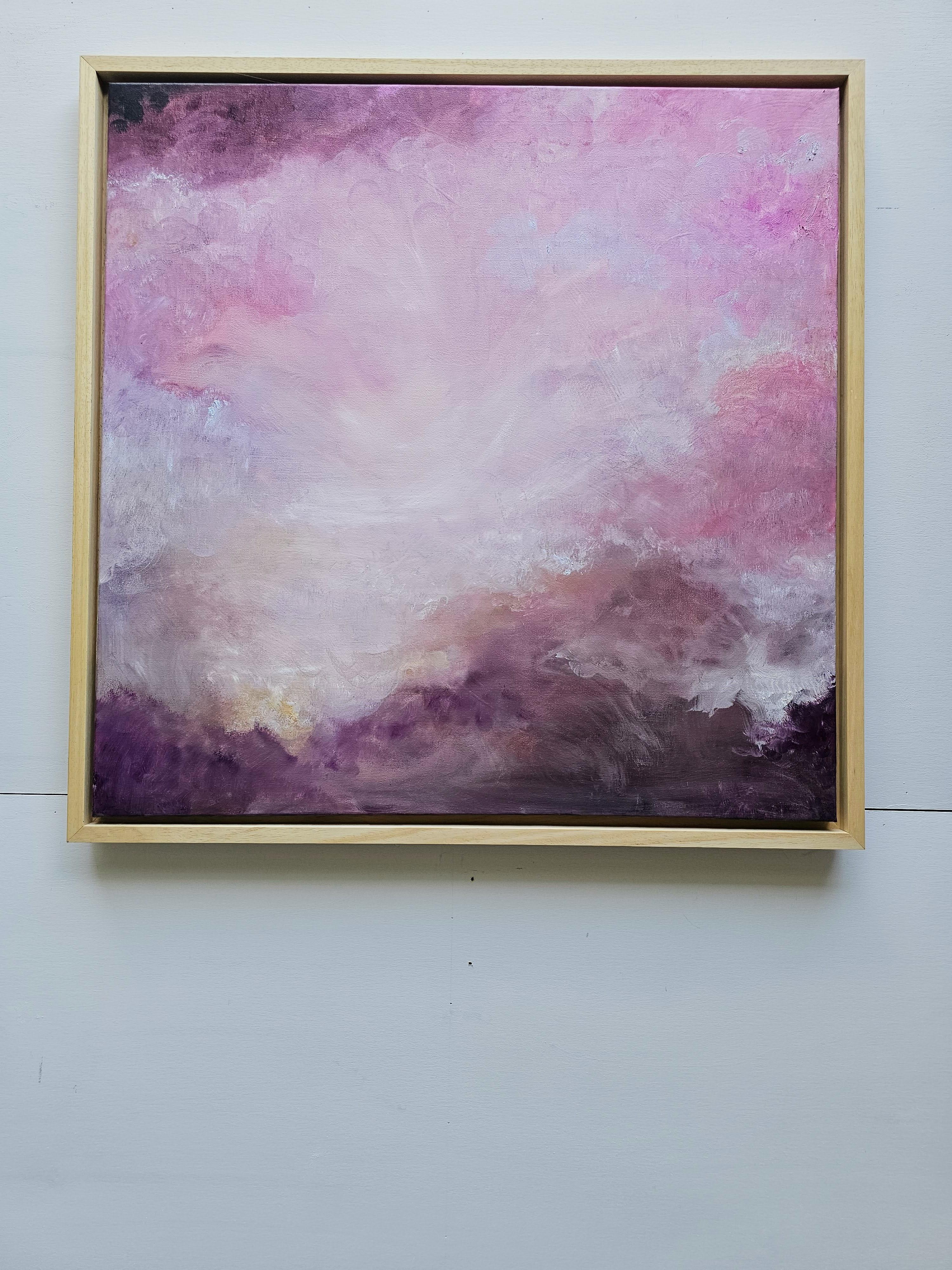 Le lever de Vénus - peinture de ciel abstraite rose et dorée - Painting de Jennifer L. Baker