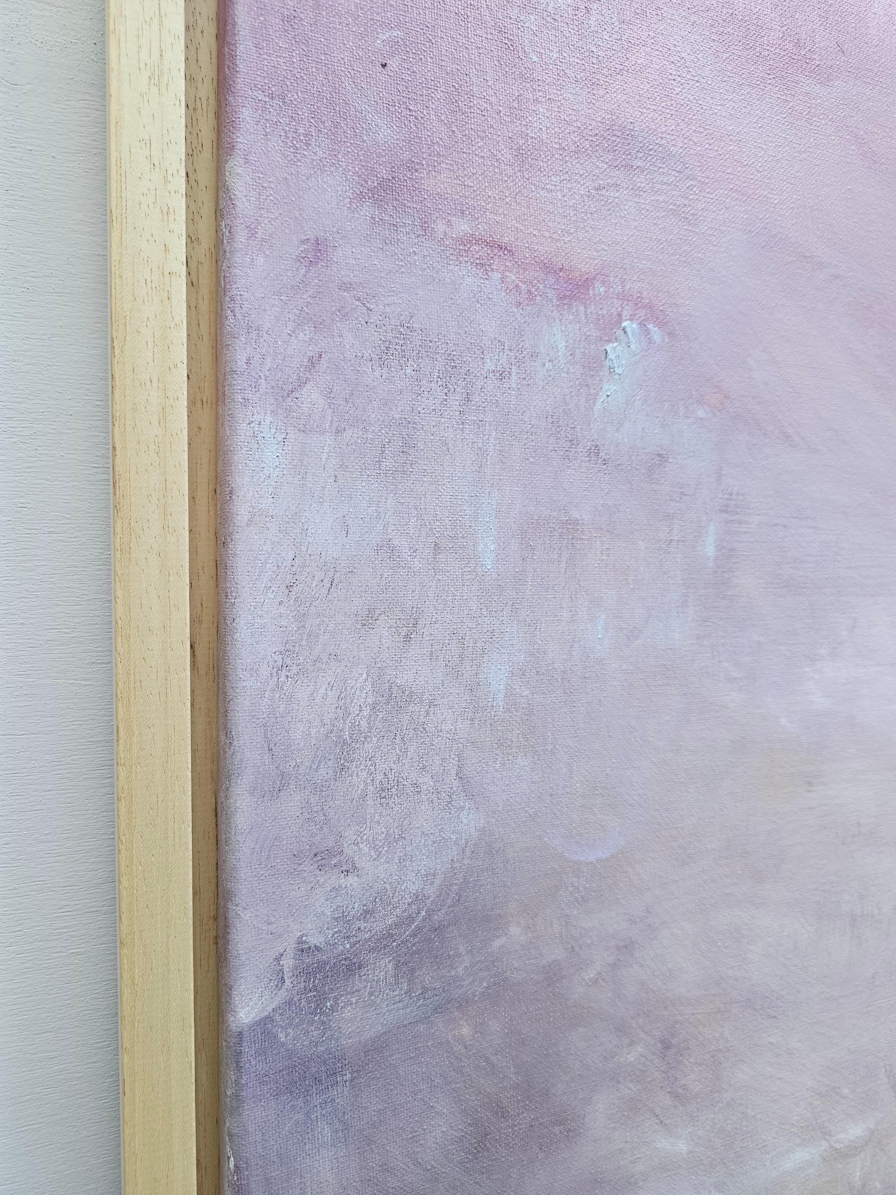 Venus sunrise - soft pink and gold abstract sky painting - Beige Abstract Painting by Jennifer L. Baker