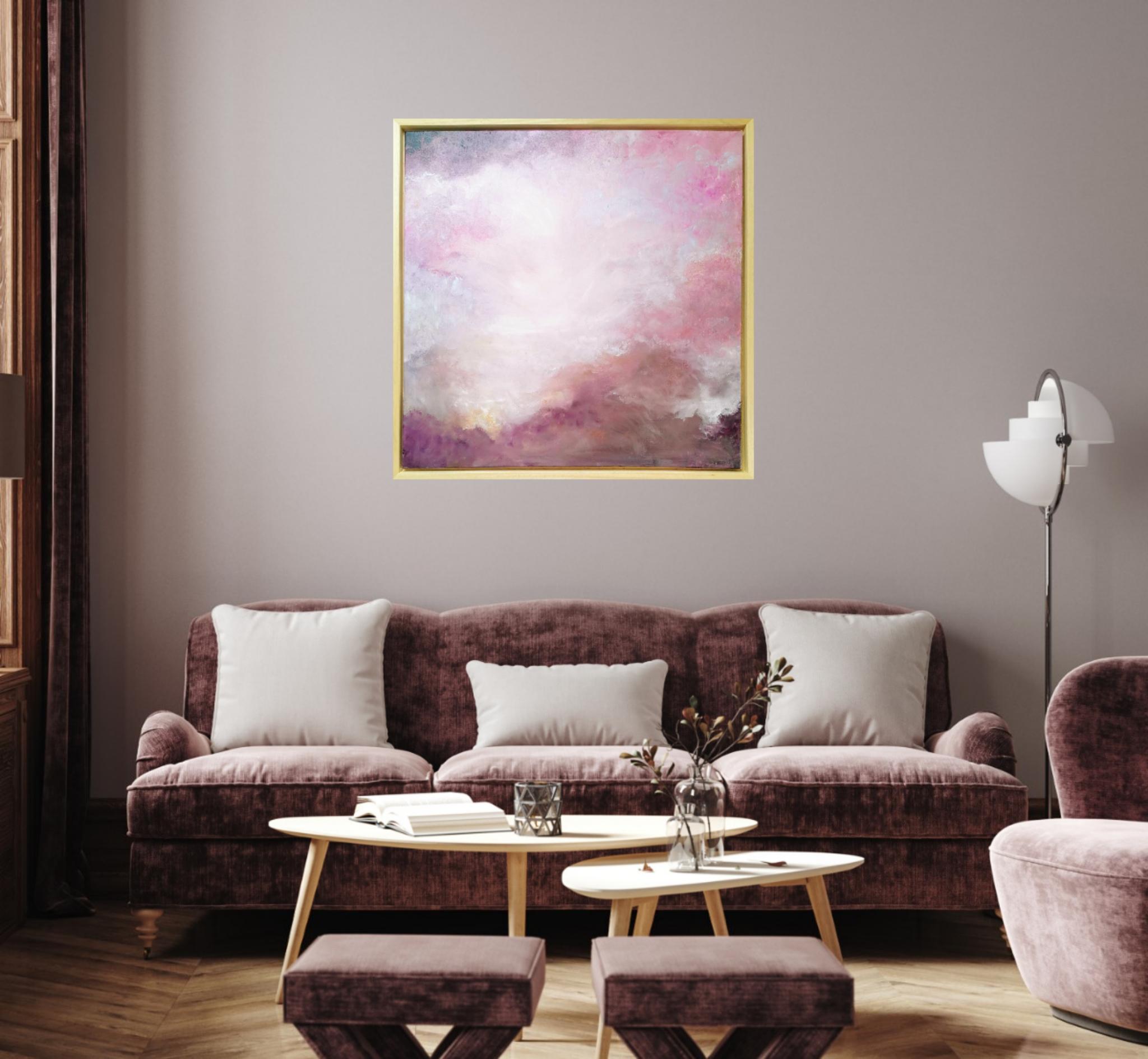 Venus sunrise - soft pink and gold abstract sky painting For Sale 1
