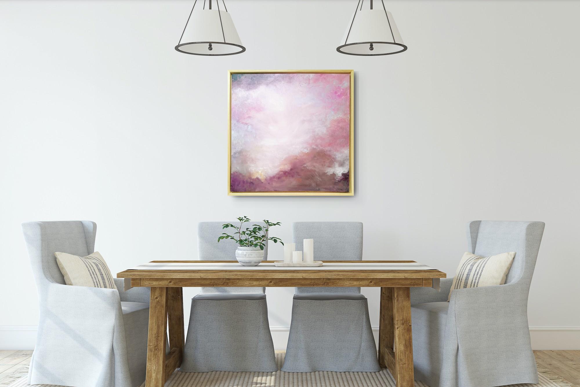Le lever de Vénus - peinture de ciel abstraite rose et dorée en vente 3