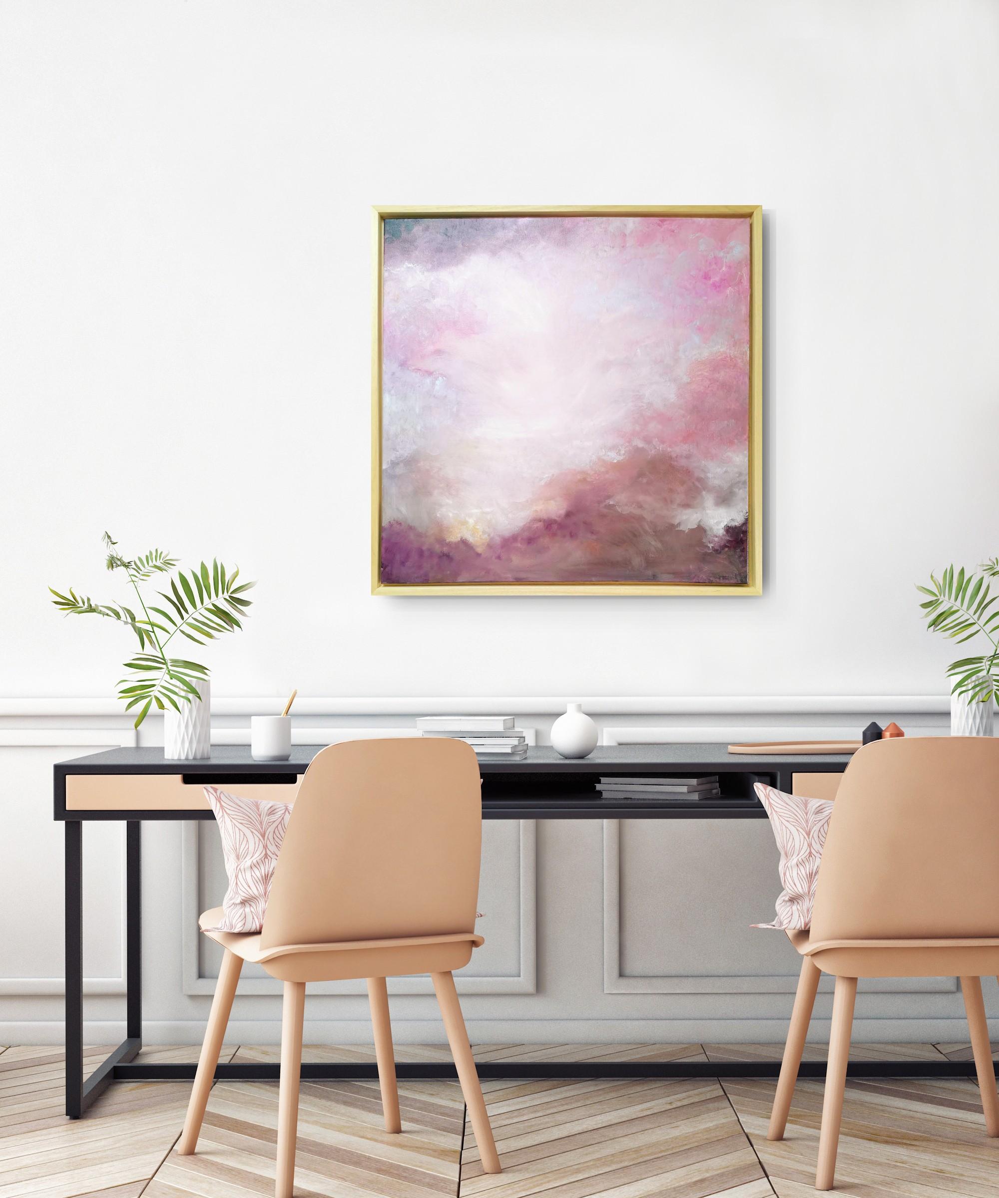 Le lever de Vénus - peinture de ciel abstraite rose et dorée en vente 4