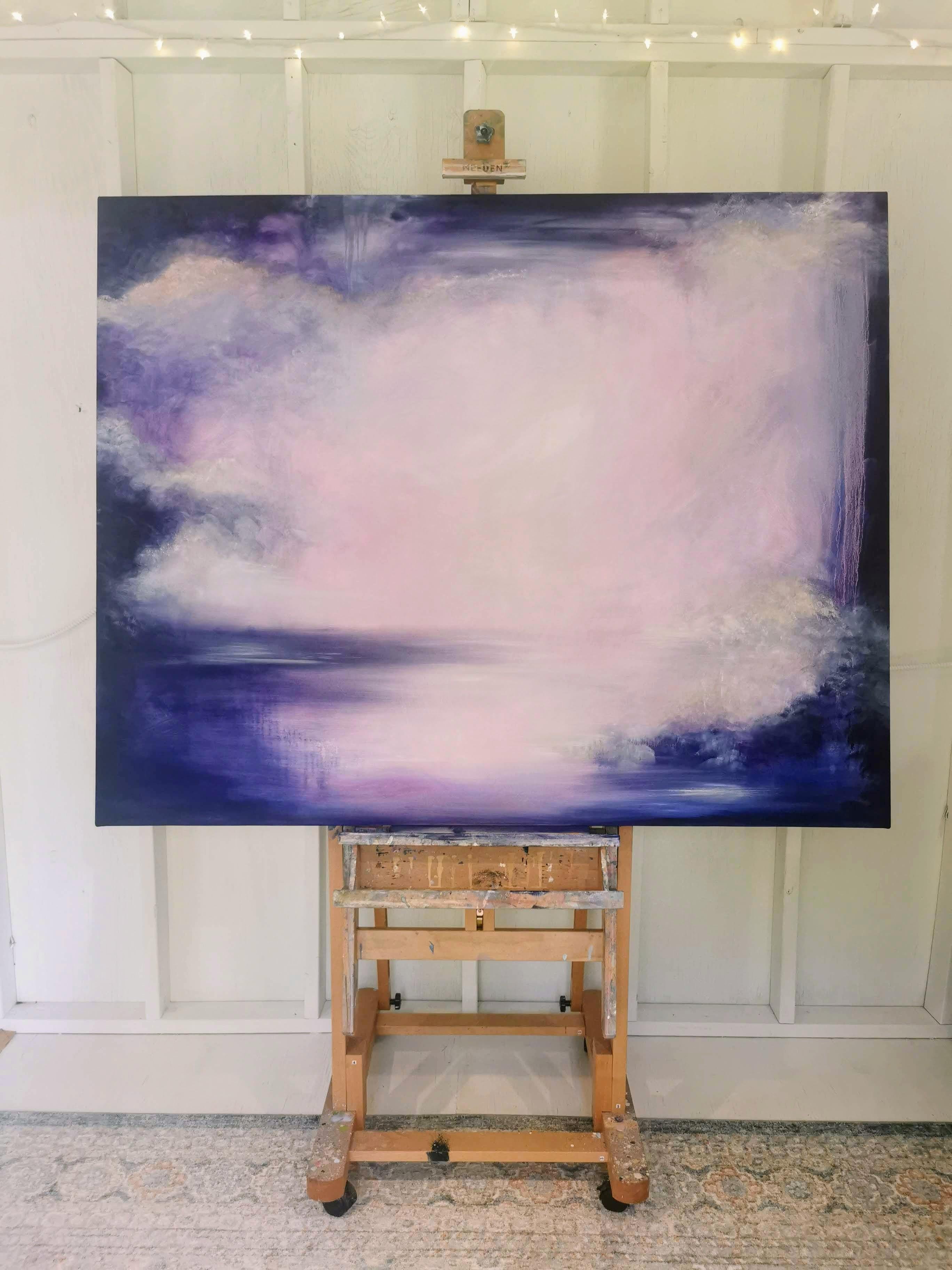 Violet night of the soul - Large violet abstract landscape painting - Abstract Impressionist Painting by Jennifer L. Baker