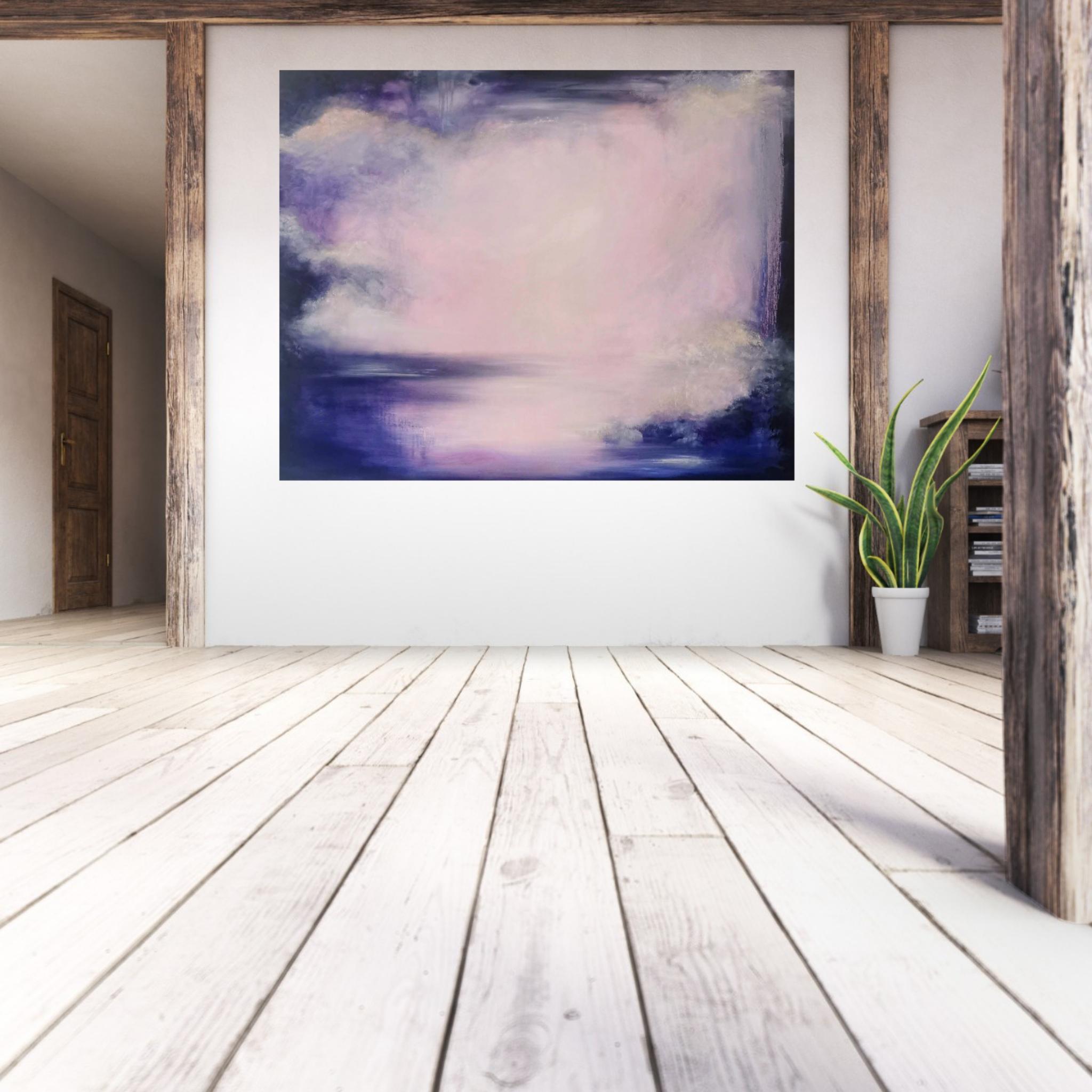 Violet night of the soul - Large violet abstract landscape painting 2