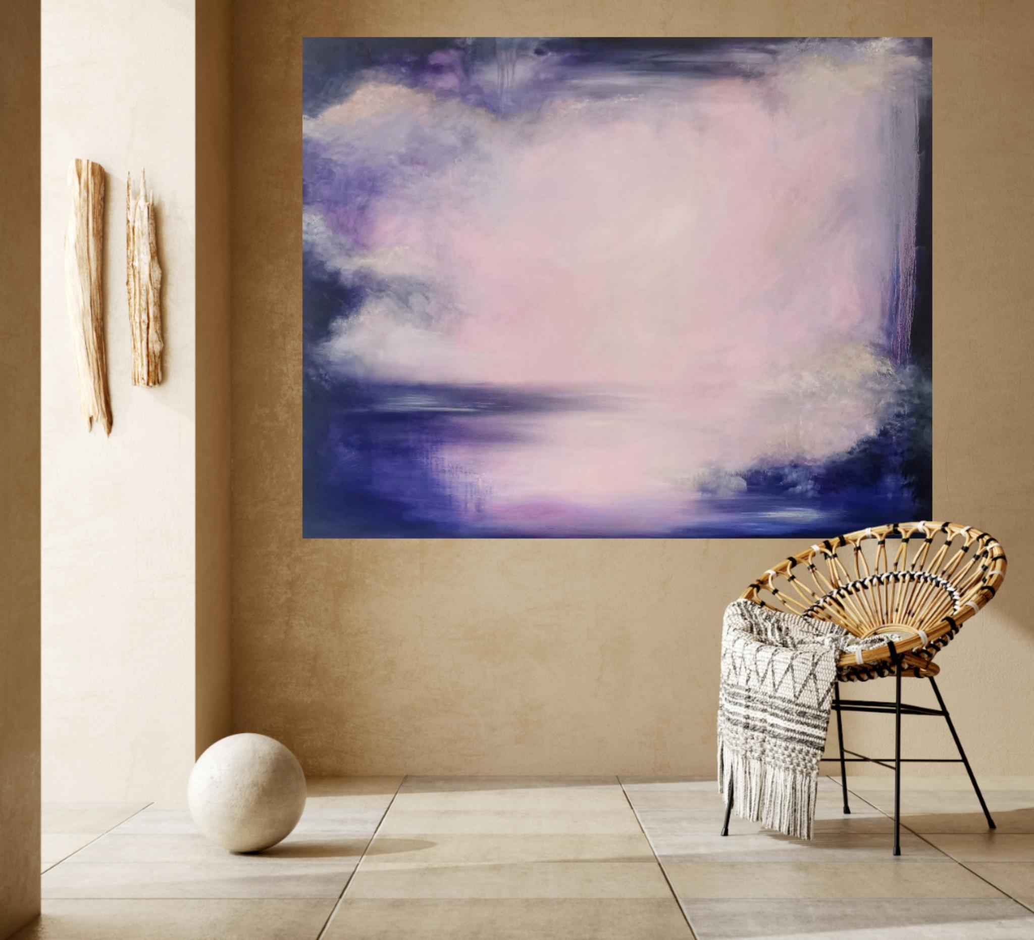 Violet night of the soul - Large violet abstract landscape painting 3
