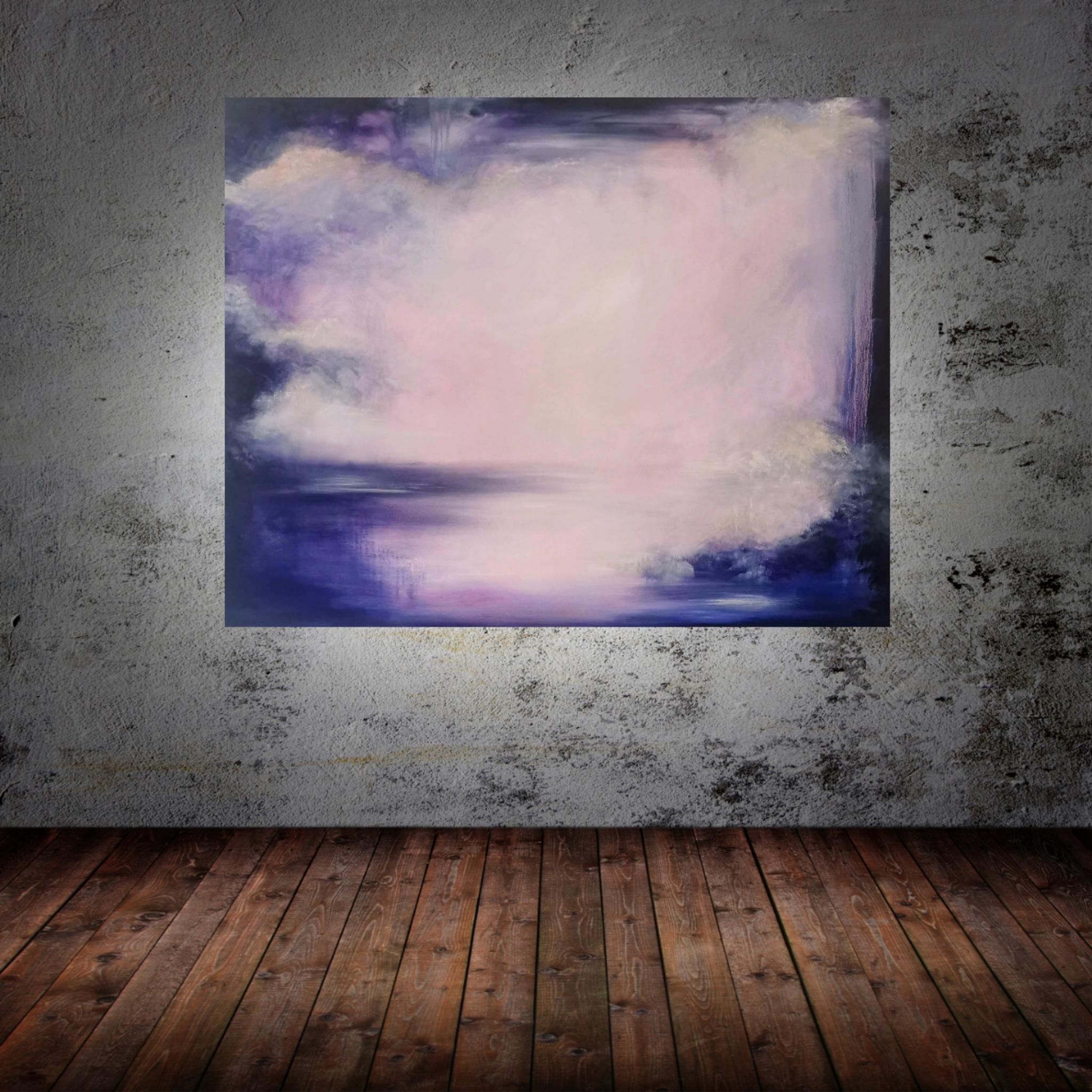 Violet night of the soul - Large violet abstract landscape painting 4