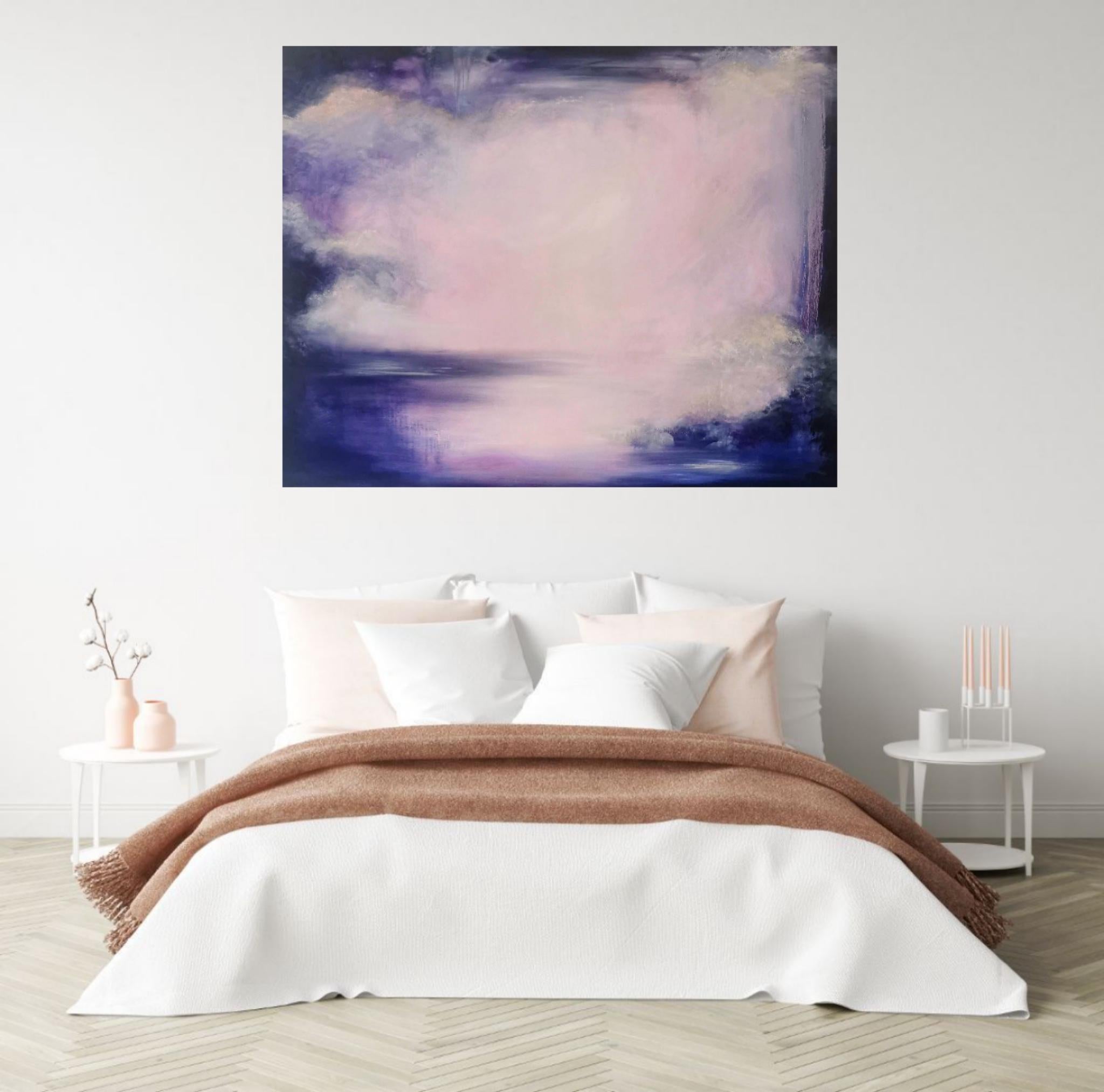 Violet night of the soul - Large violet abstract landscape painting 5