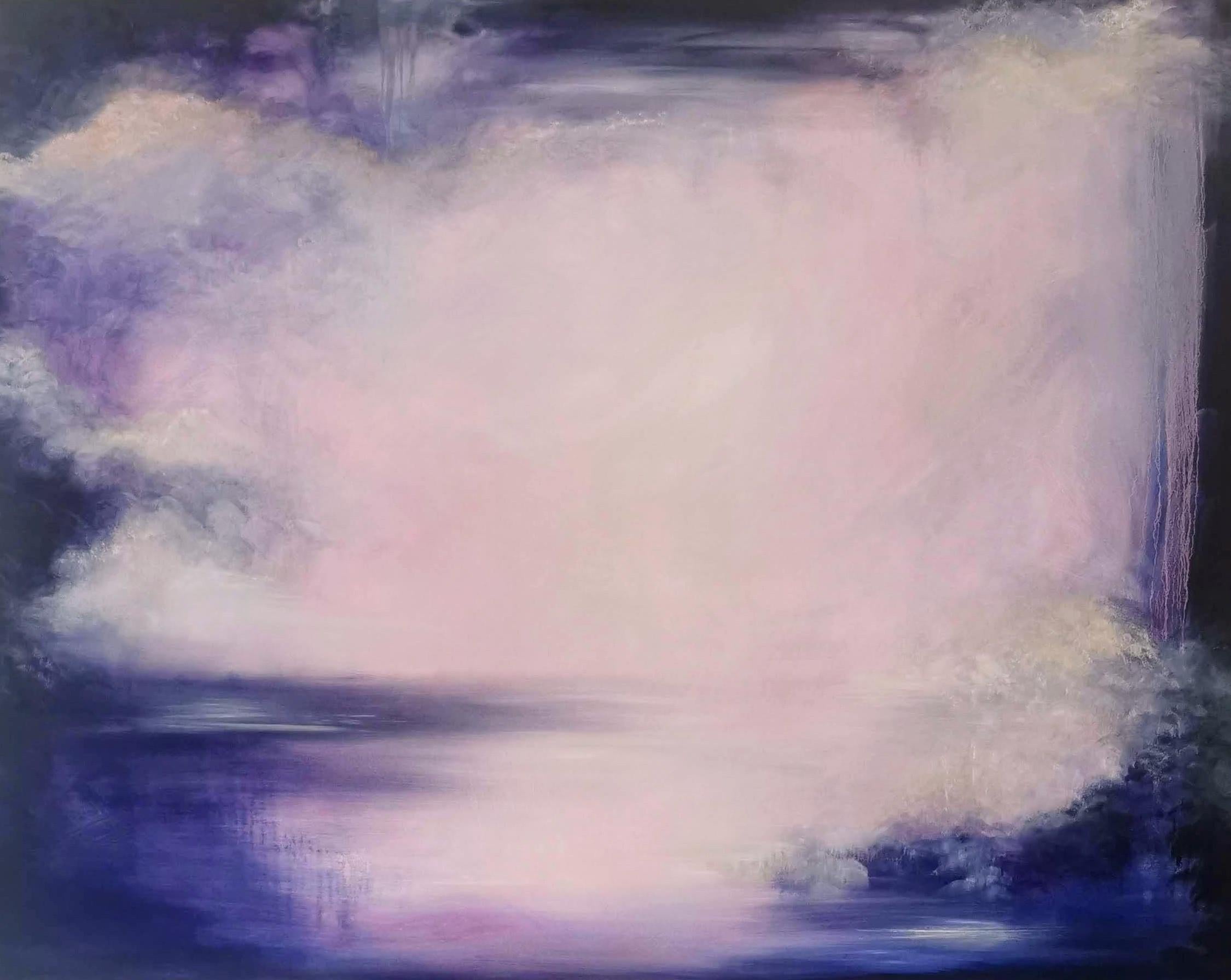 Jennifer L. Baker Abstract Painting - Violet night of the soul - Large violet abstract landscape painting