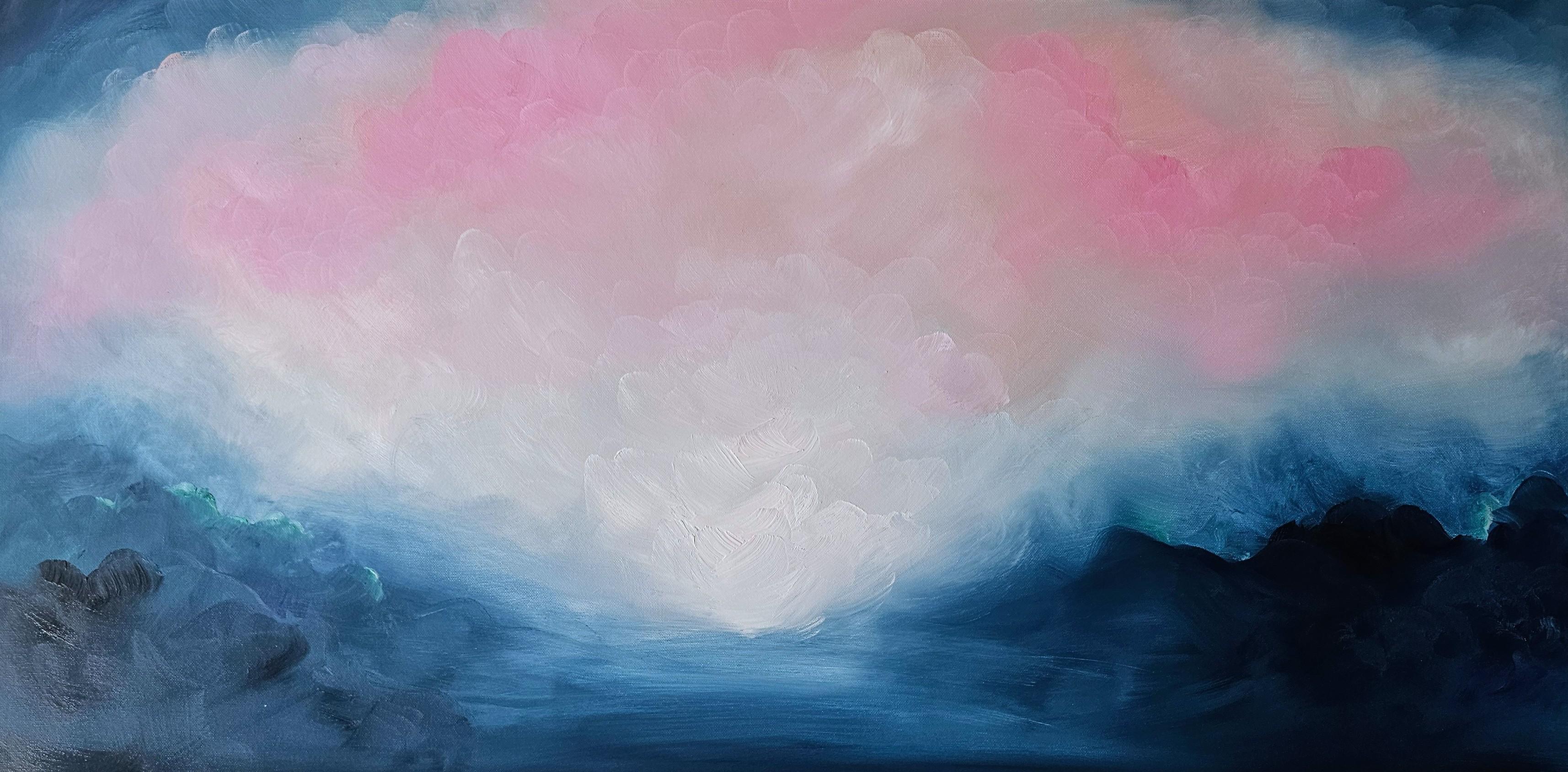 The Desire to Fly - Abstract Oil on Linen Seascape, Signed, 50x100 cm