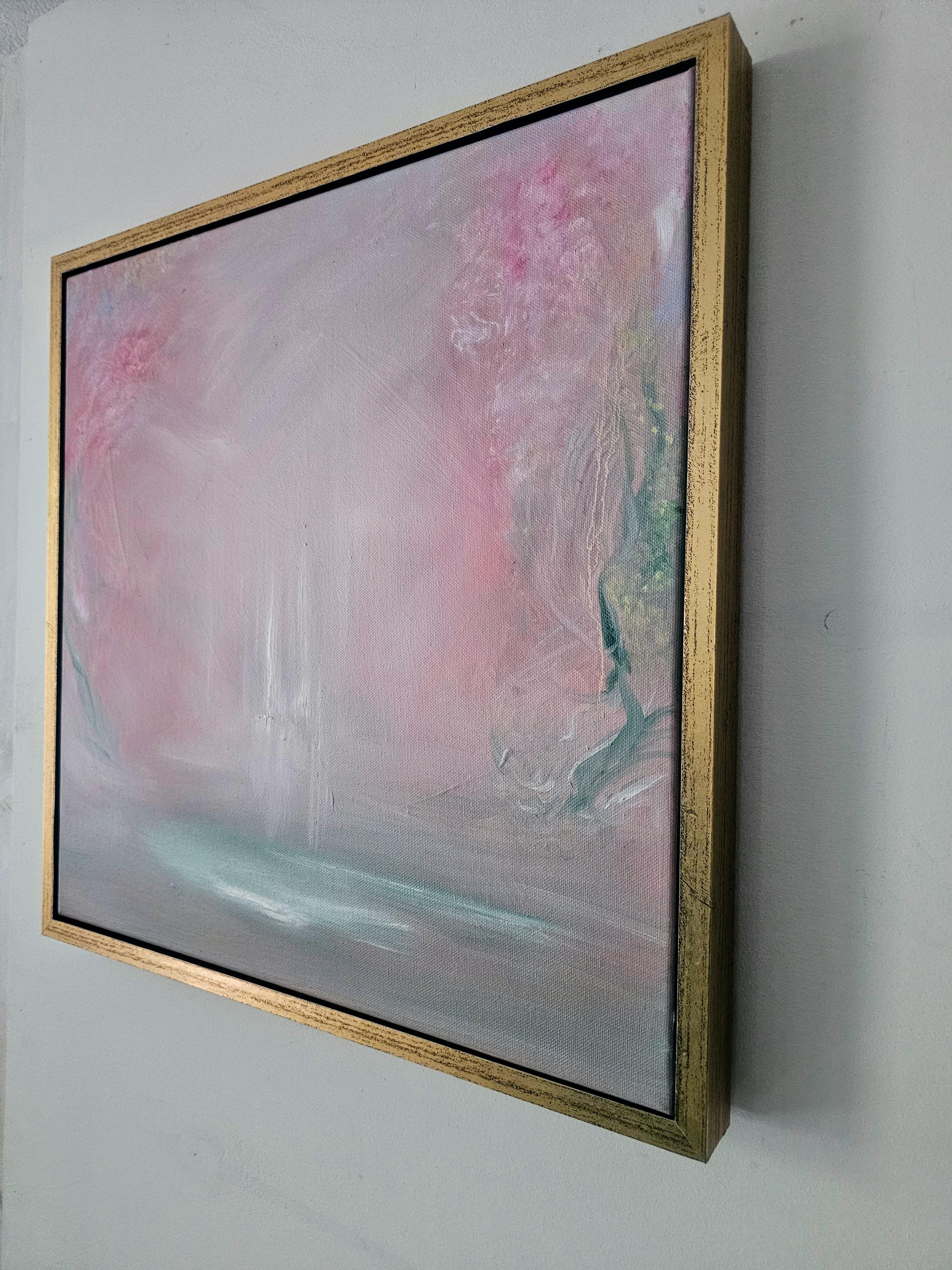 Bambino d'acqua - Quadro astratto floreale Nature rosa incorniciato 1