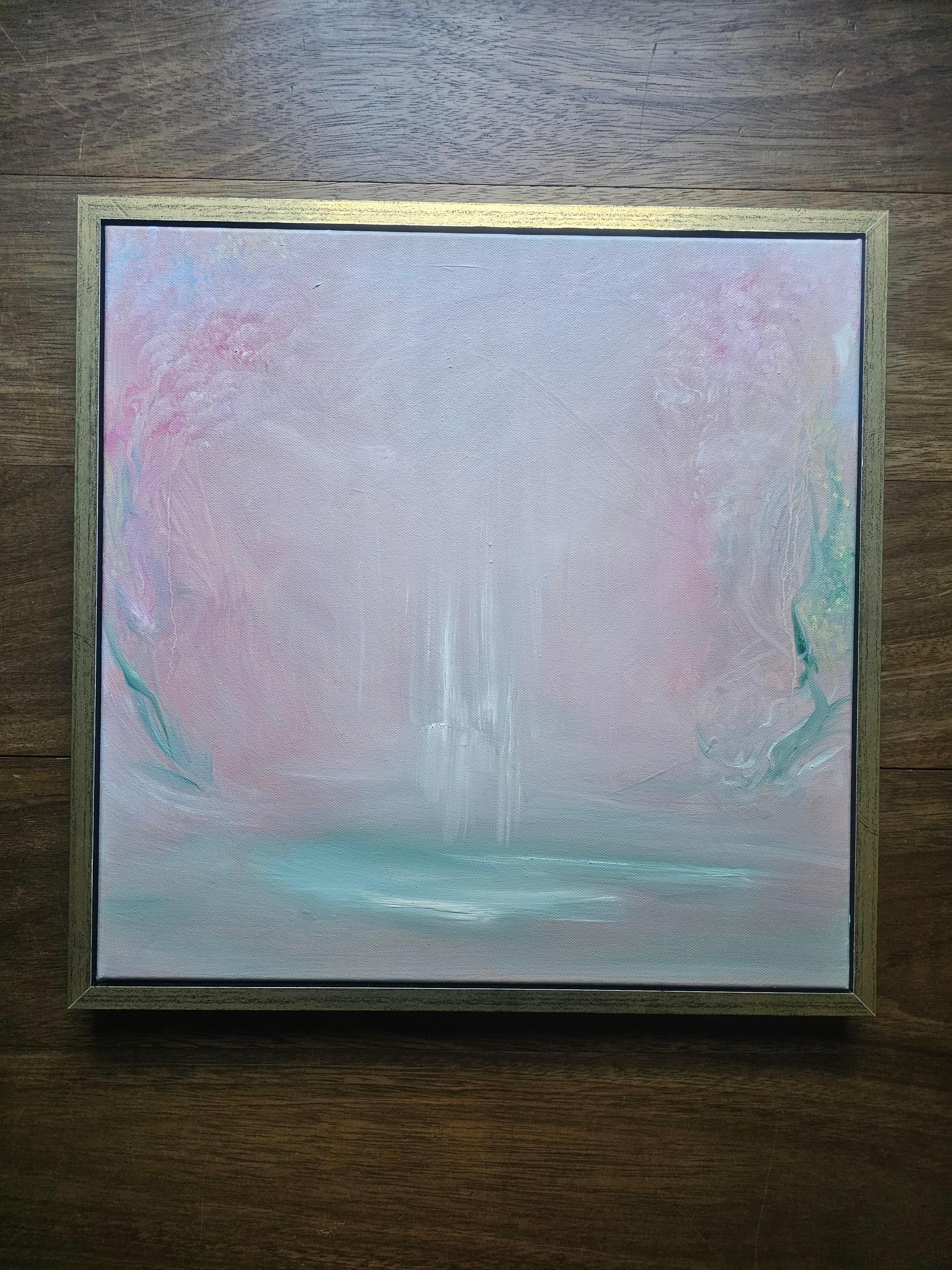 Bambino d'acqua - Quadro astratto floreale Nature rosa incorniciato 3