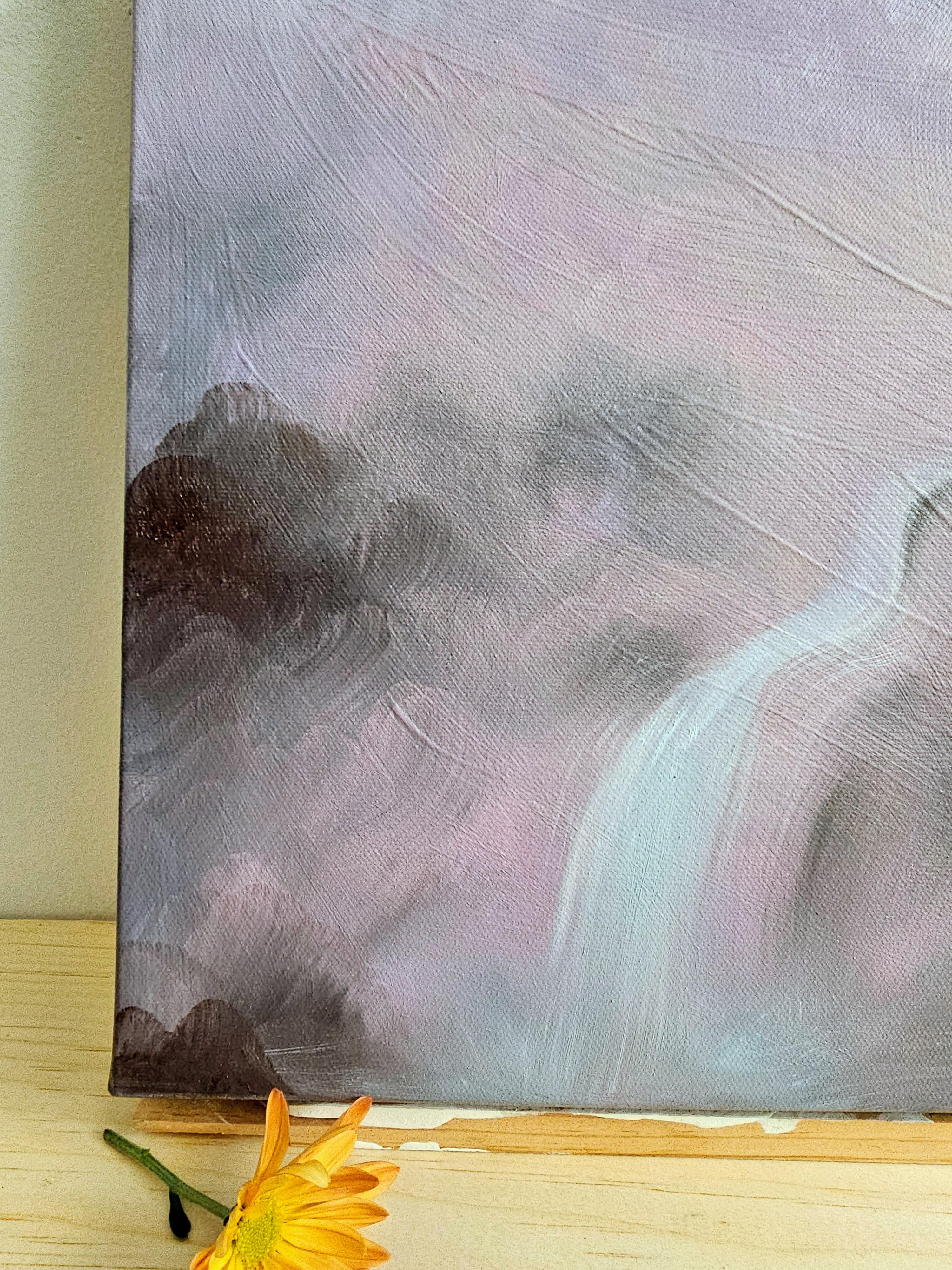 Tanzendes Wasser im Venn - (Grau), Landscape Painting, von Jennifer L. Baker