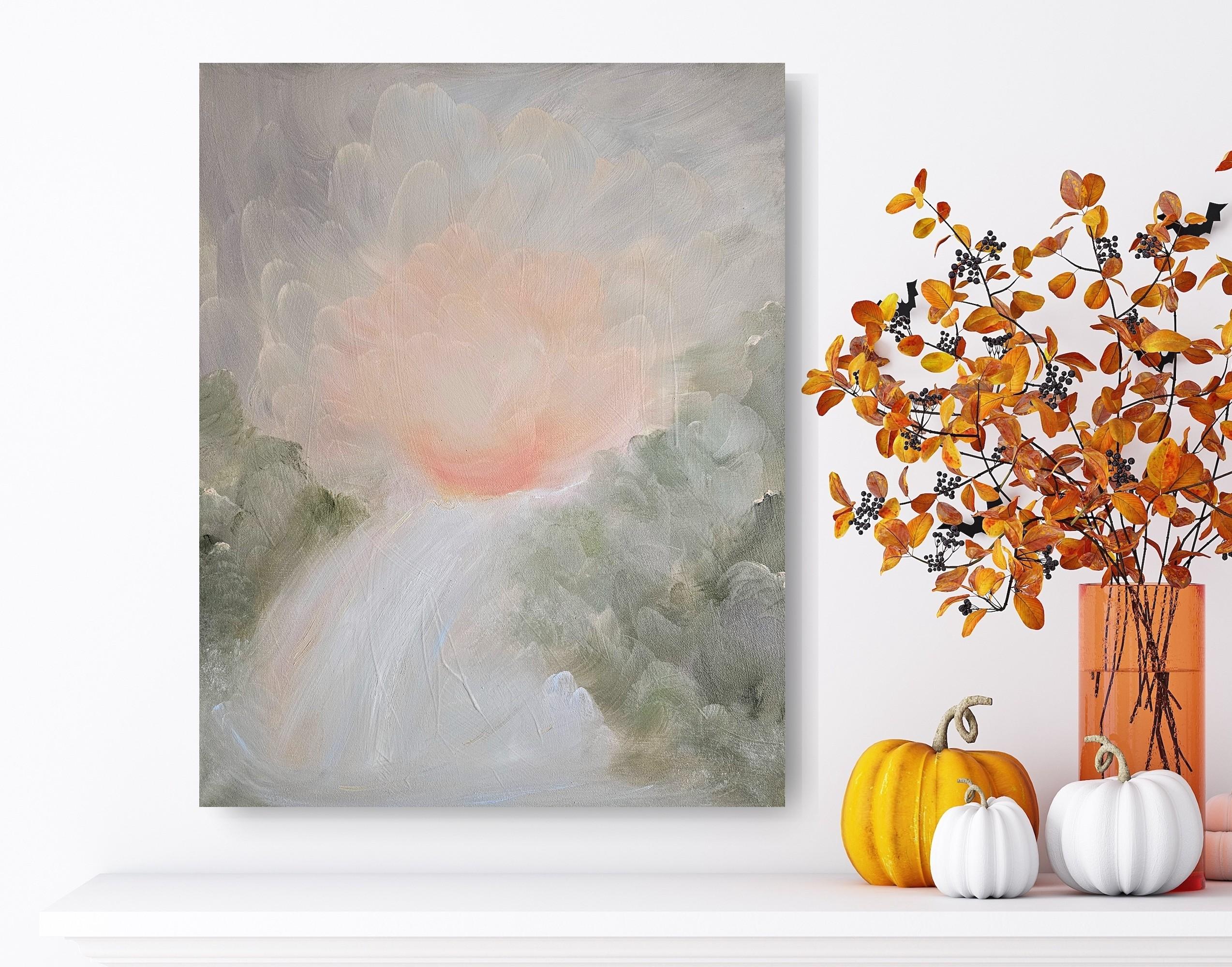 Poema del agua - Suave pintura atmosférica abstracta de paisaje de cascada en venta 9