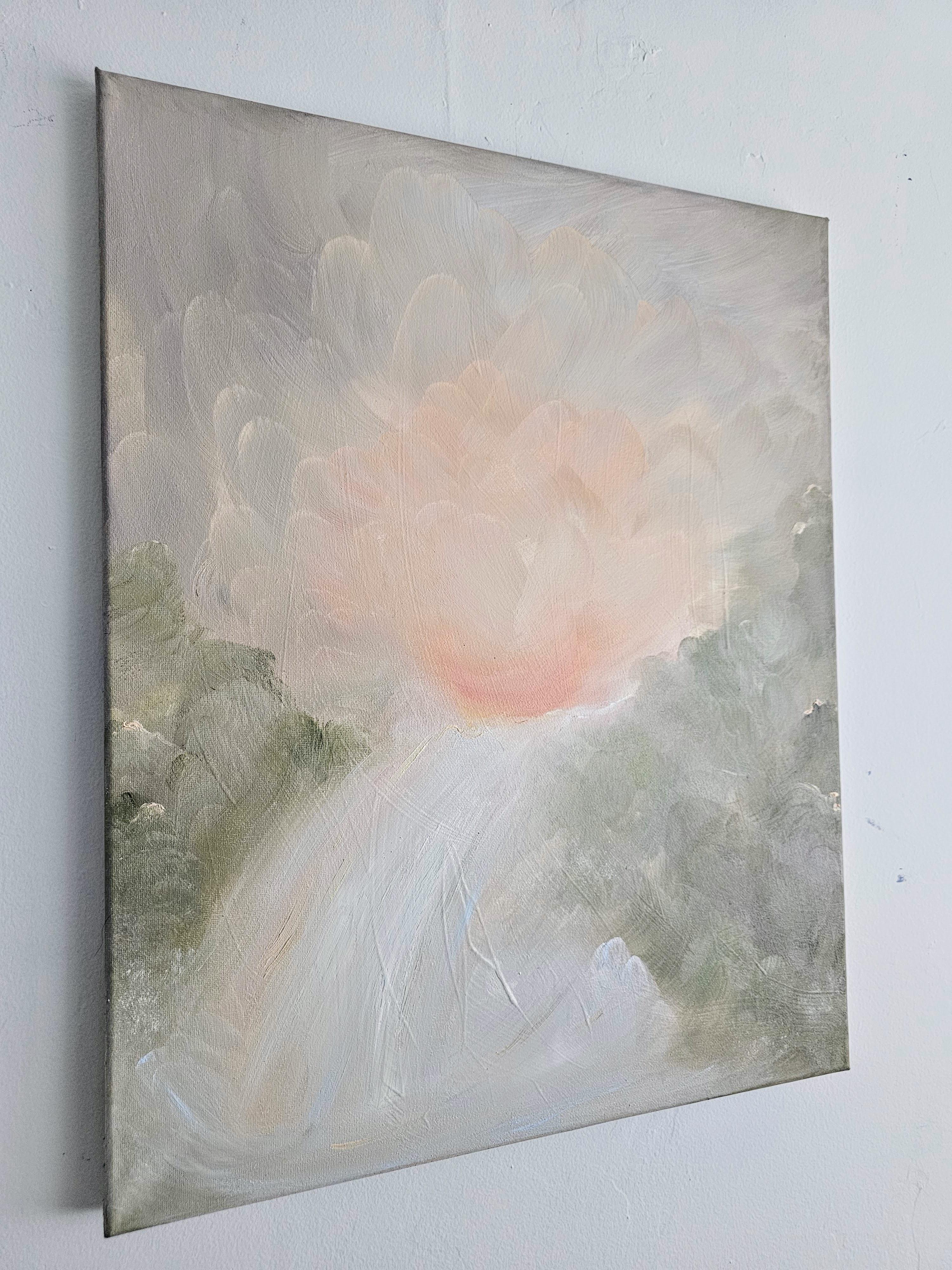 Poema del agua - Suave pintura atmosférica abstracta de paisaje de cascada en venta 12