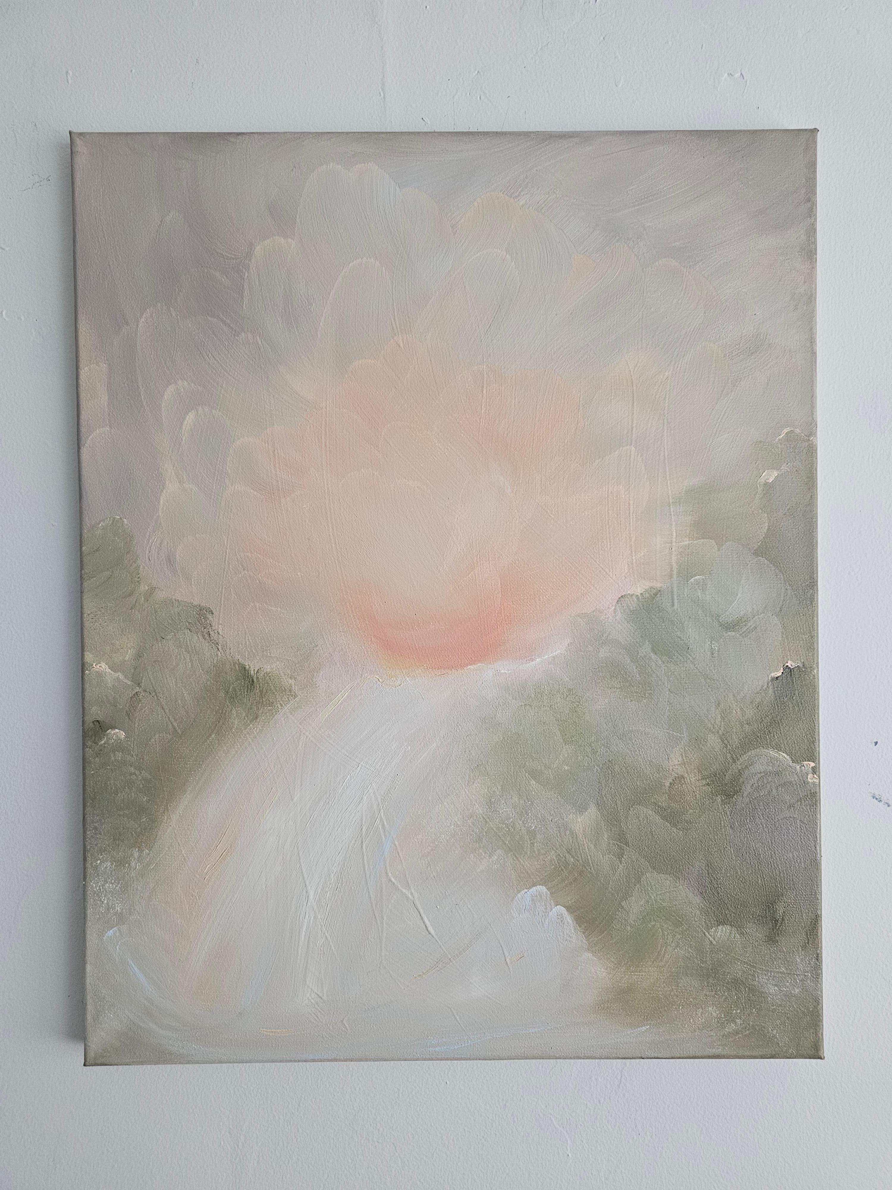 Poema del agua - Suave pintura atmosférica abstracta de paisaje de cascada en venta 13