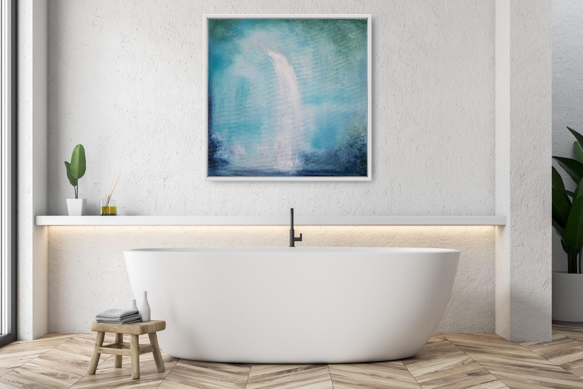 Wellspring - Green, blue and yellow abstract water landscape For Sale 6