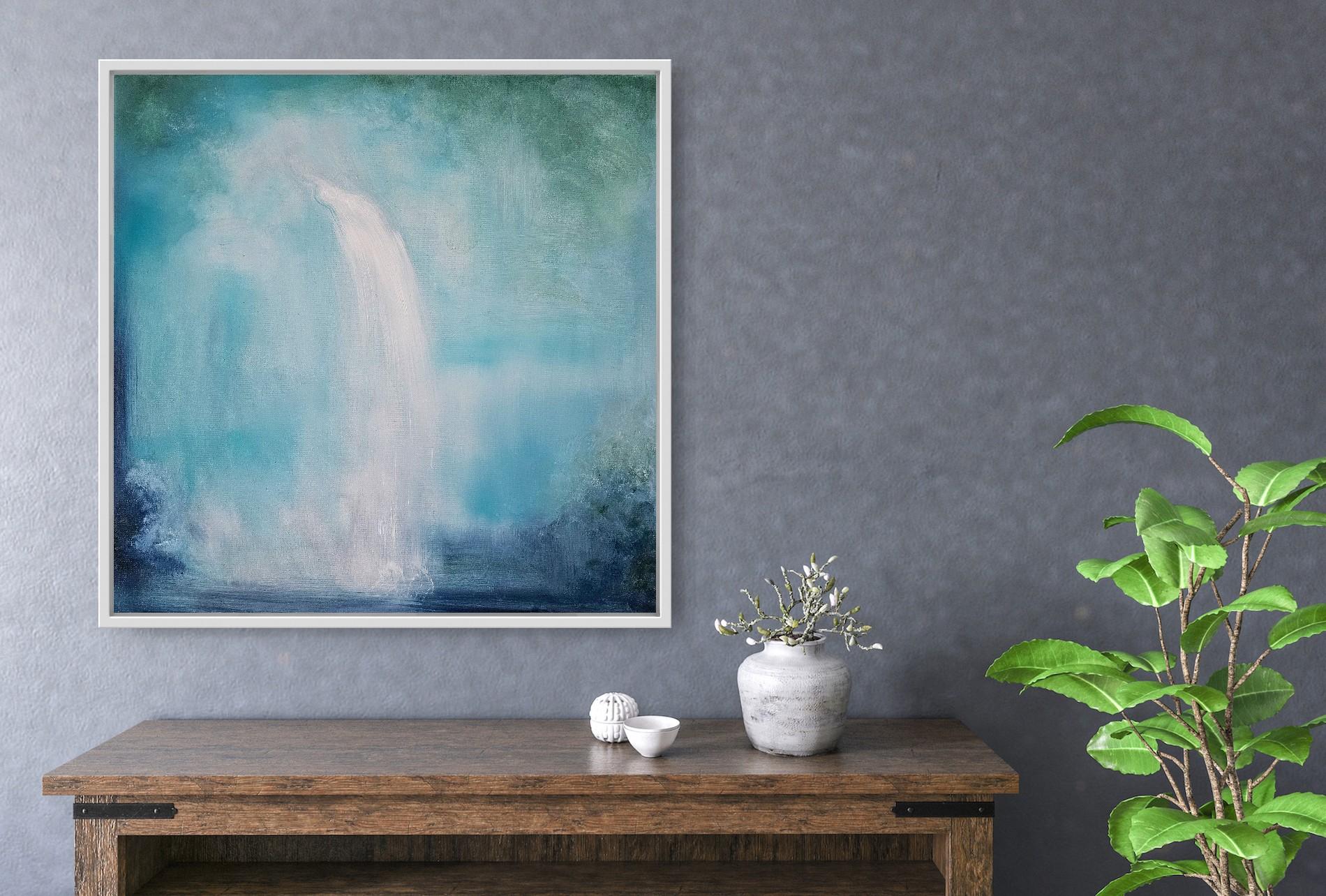 Wellspring - Green, blue and yellow abstract water landscape For Sale 7