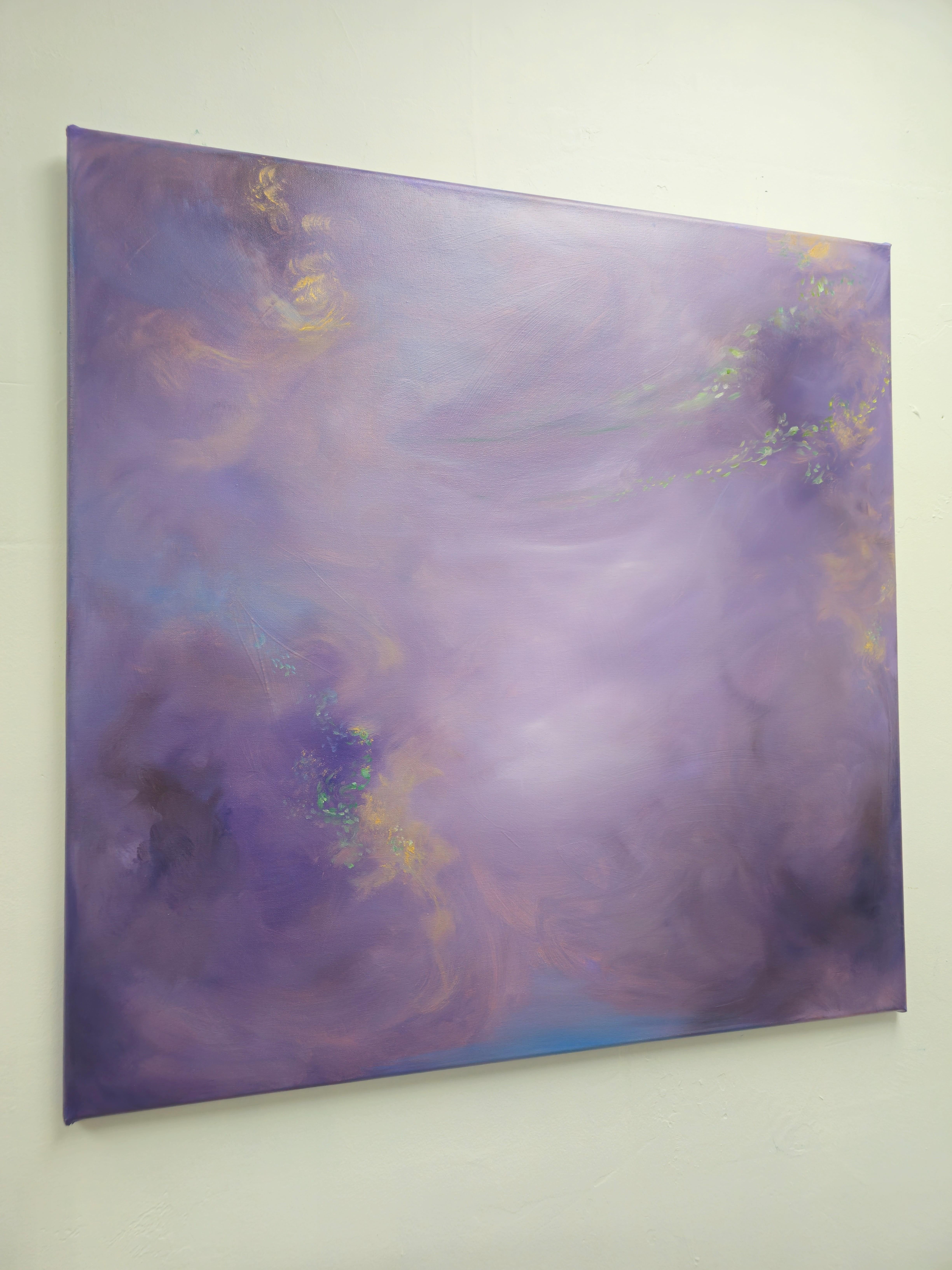 Skurrile - Atmosphärisches, weiches, abstraktes Blumen-Landschaftsgemälde – Painting von Jennifer L. Baker