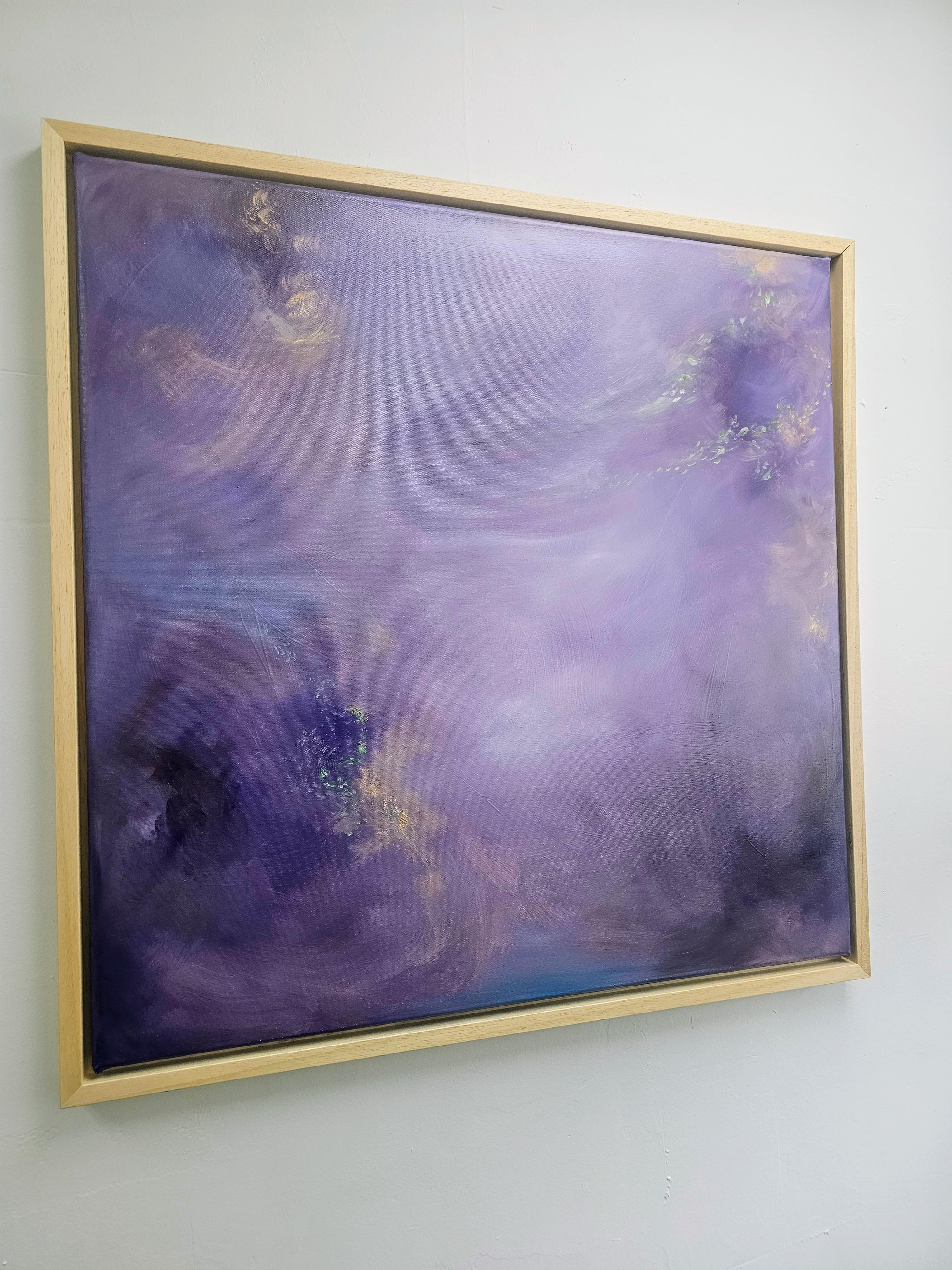 Whimsical - Paesaggio floreale astratto morbido e d'atmosfera - Abstract Painting Viola di Jennifer L. Baker