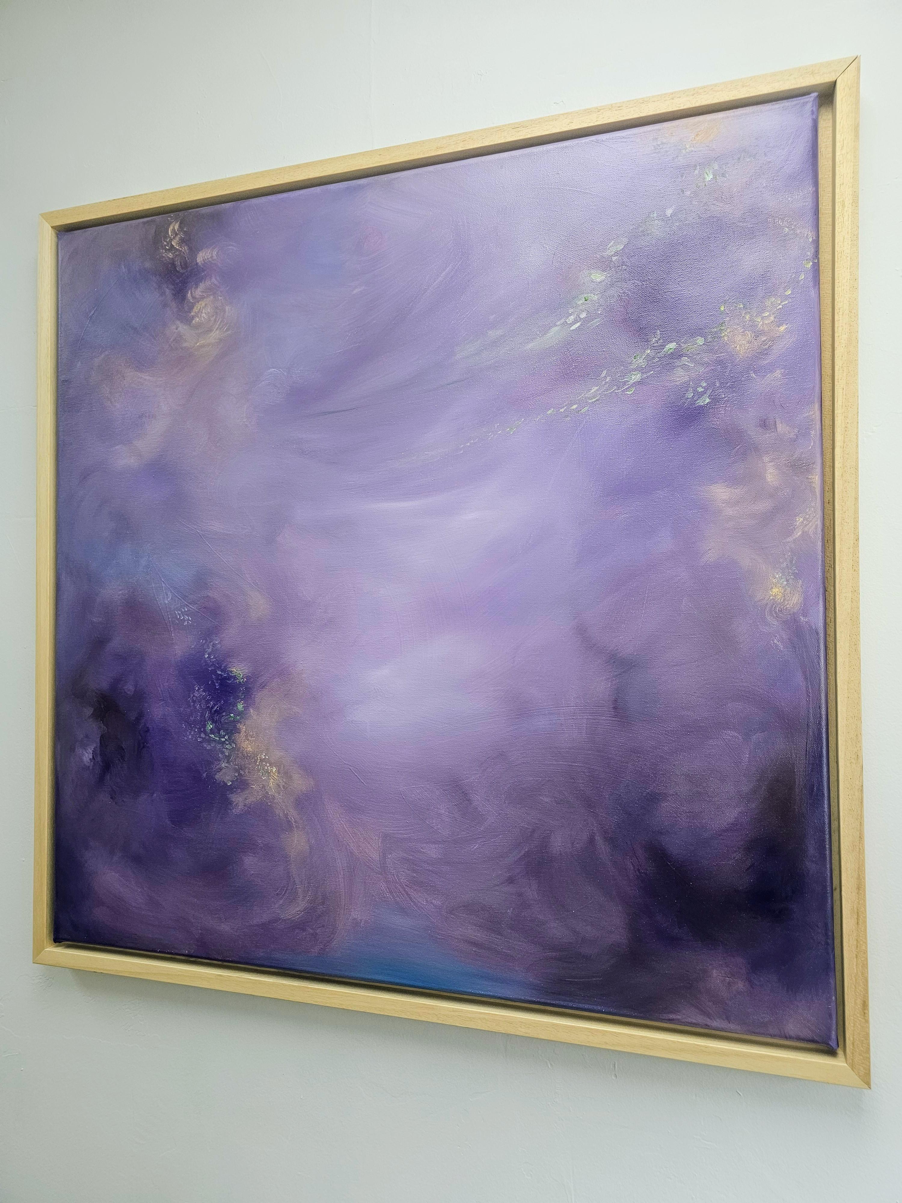 Skurrile - Atmosphärisches, weiches, abstraktes Blumen-Landschaftsgemälde (Violett), Abstract Painting, von Jennifer L. Baker