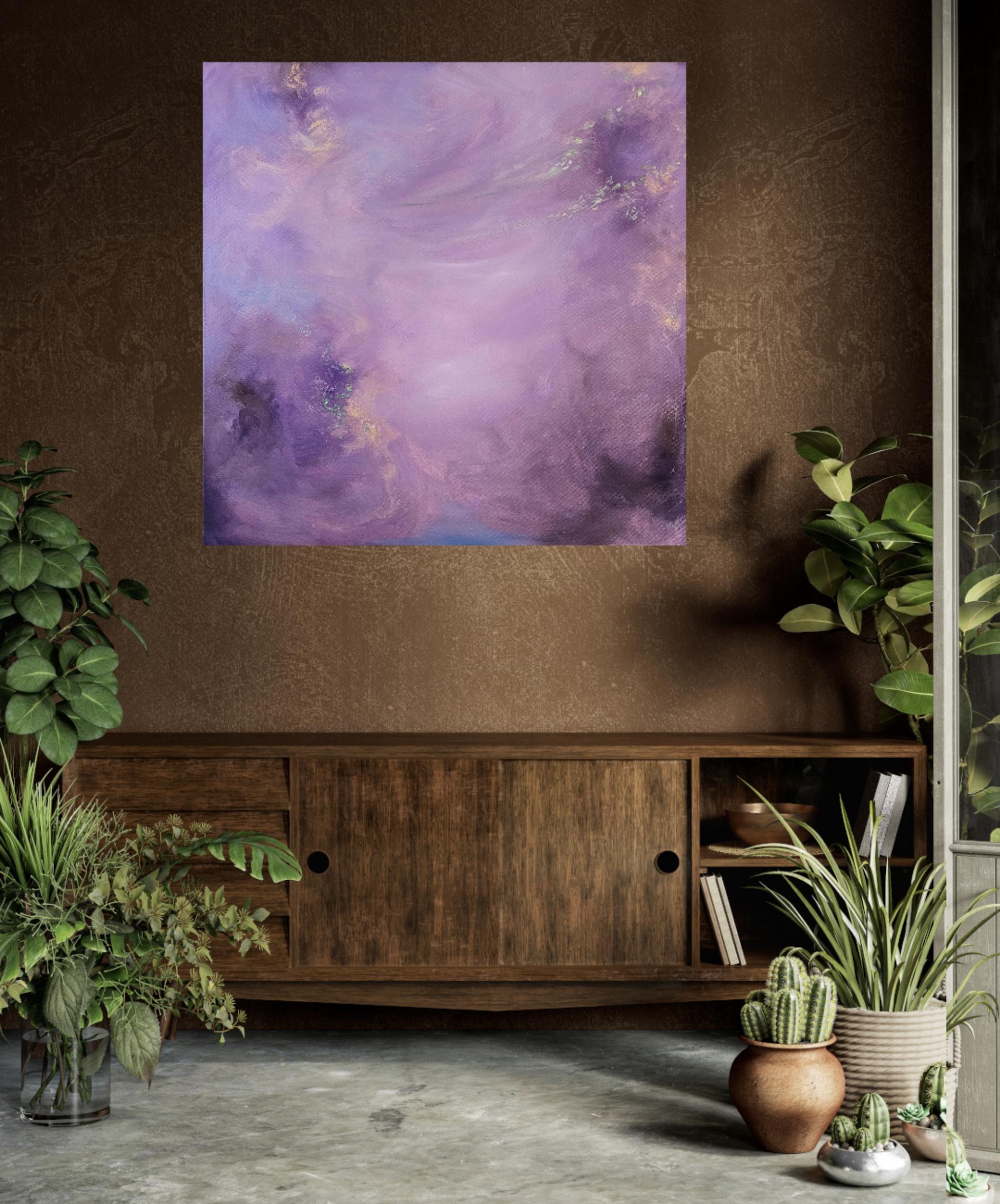 Whimsical - Paesaggio floreale astratto morbido e d'atmosfera in vendita 2