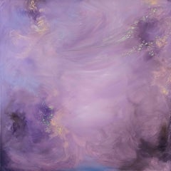 Whimsical - Atmospheric soft abstract floral landscape painting